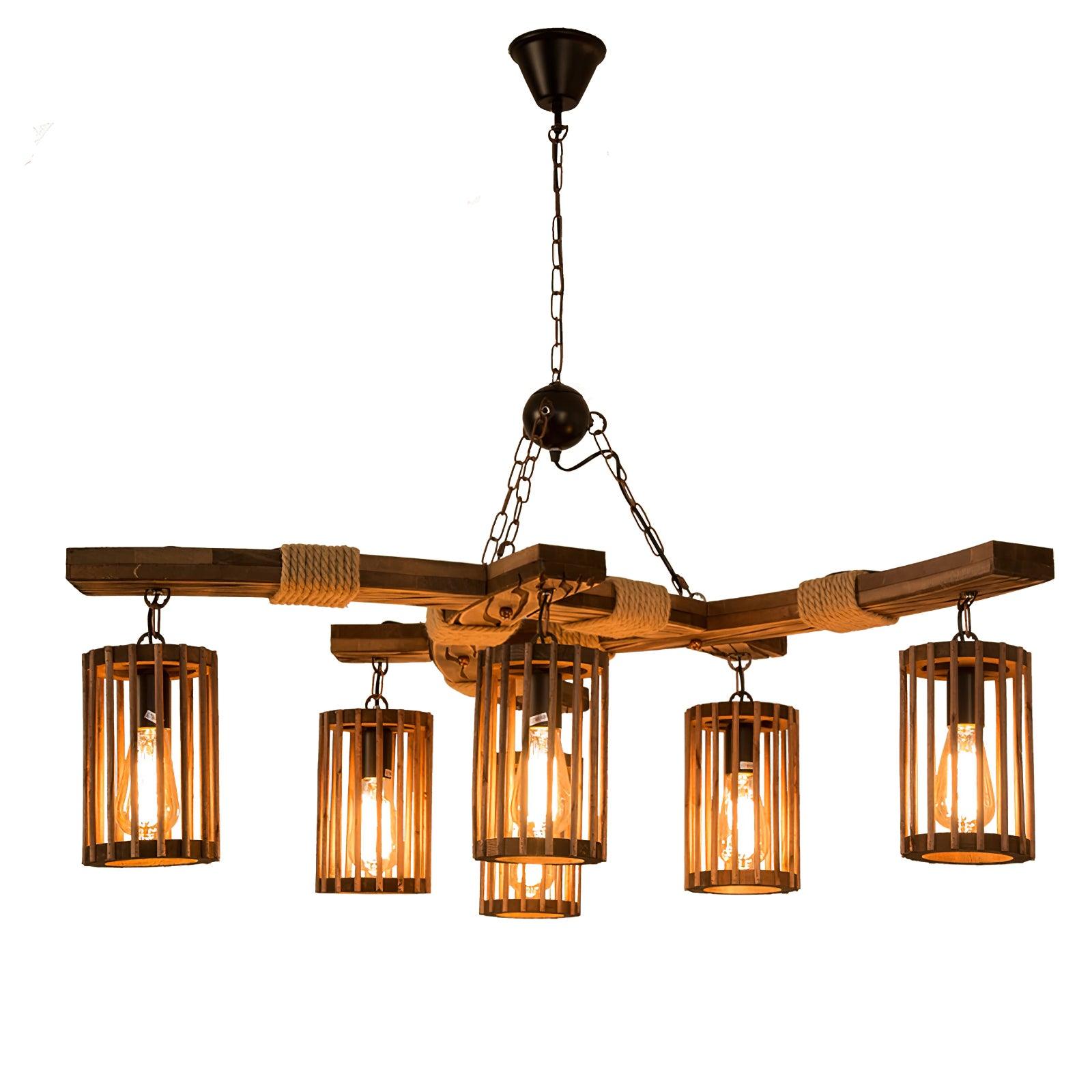 Retro Solid Wood Chandelier - Lumpaz