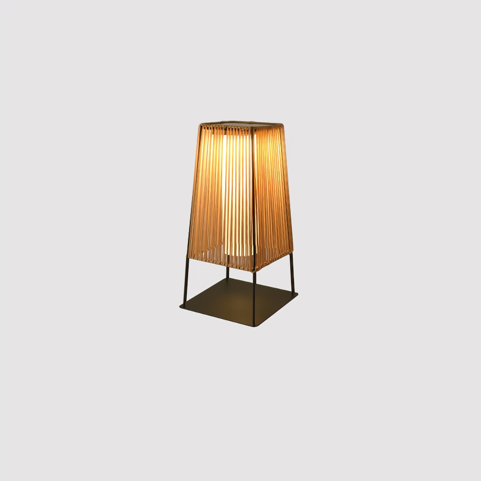 Plastic Rattan Outdoor Post Light with Solar Panel - Lumpaz