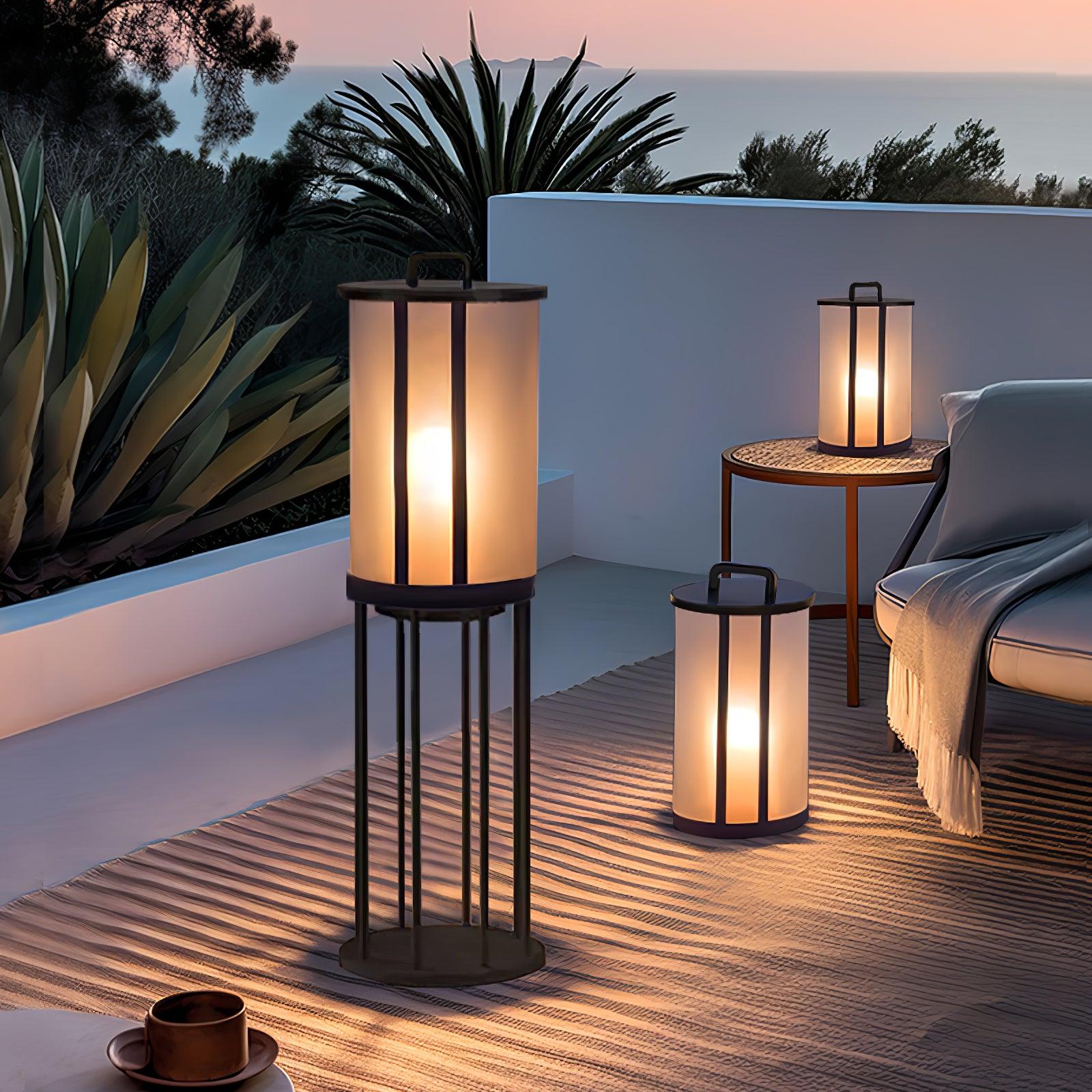 Round Pillar Acrylic Lantern Outdoor Lamp - Lumpaz
