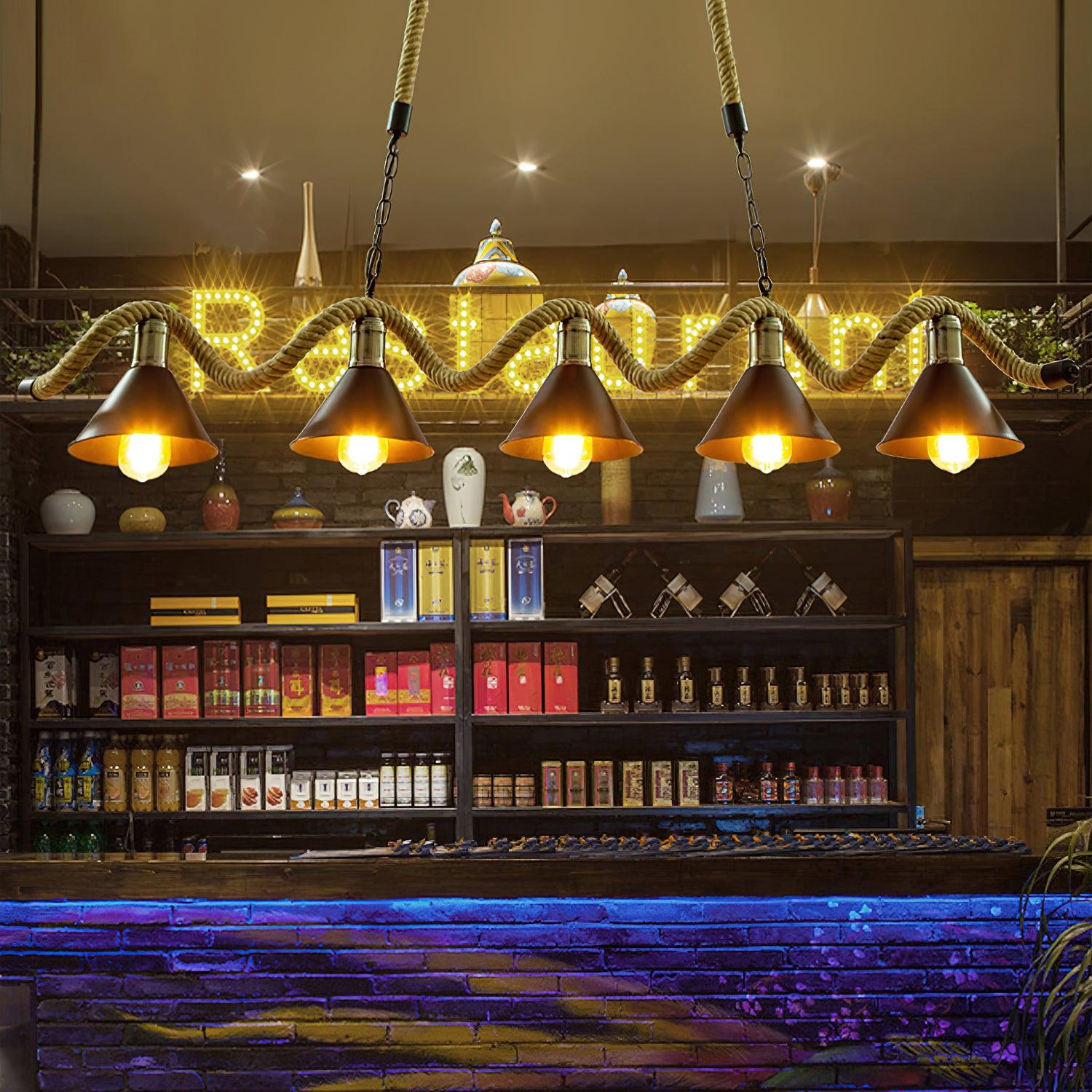 Hemp Rope Industrial Wave Chandelier - Lumpaz