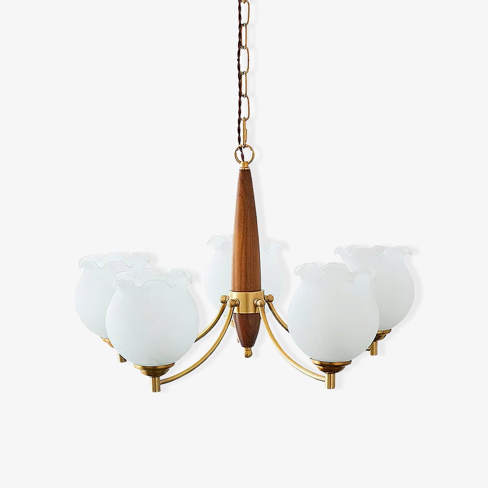 Tulips Glass Wood Chandelier - Lumpaz