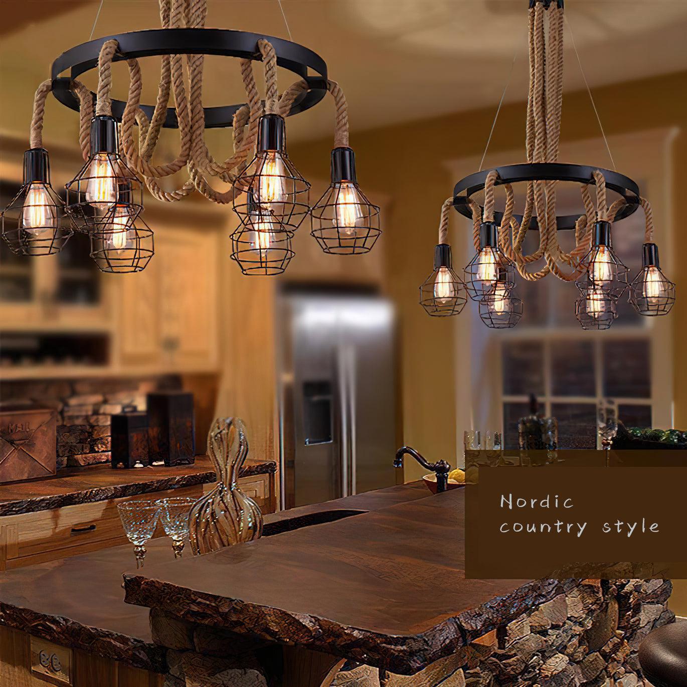 Hemp Rope Industrial Starfall Chandelier - Lumpaz