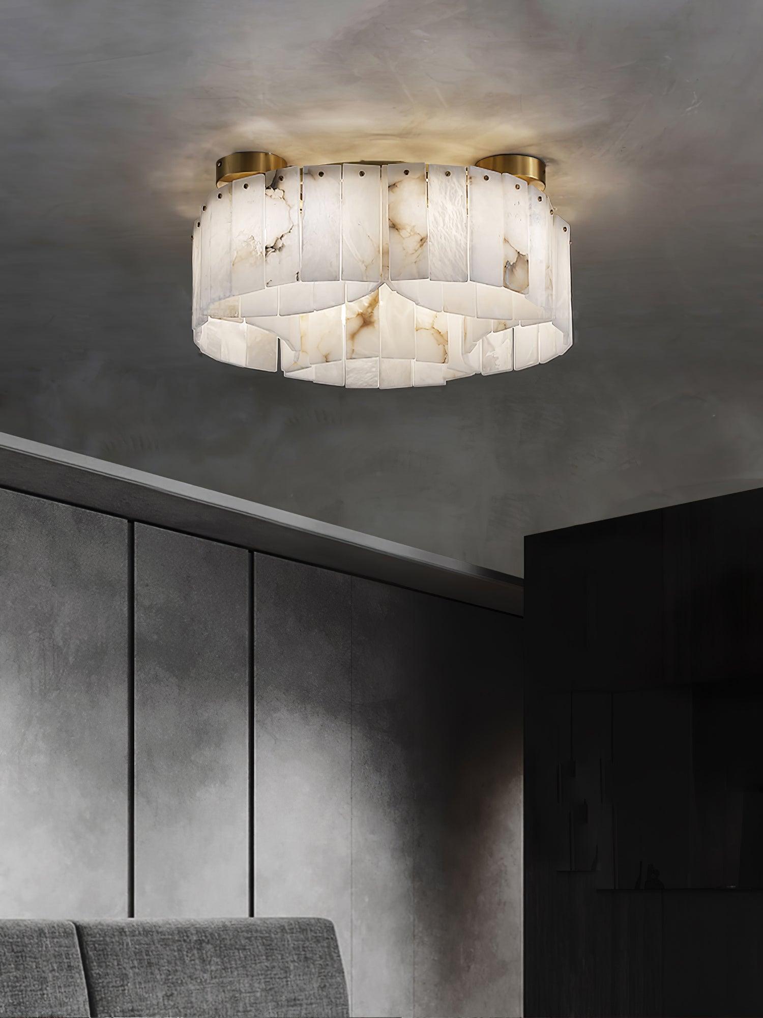 Luxe Alabaster Brass Ceiling Lamp - Lumpaz