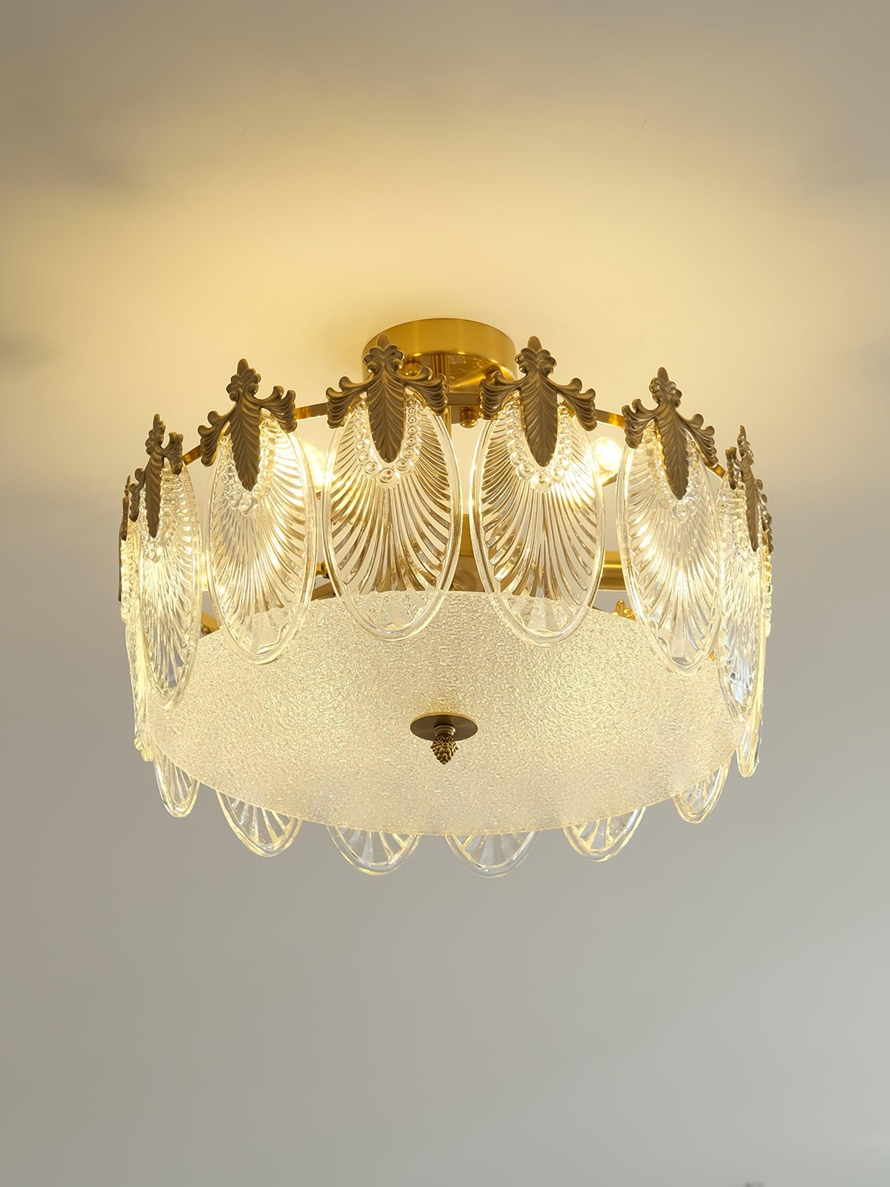 Decorative Pattern Glass Round Chandelier - Lumpaz