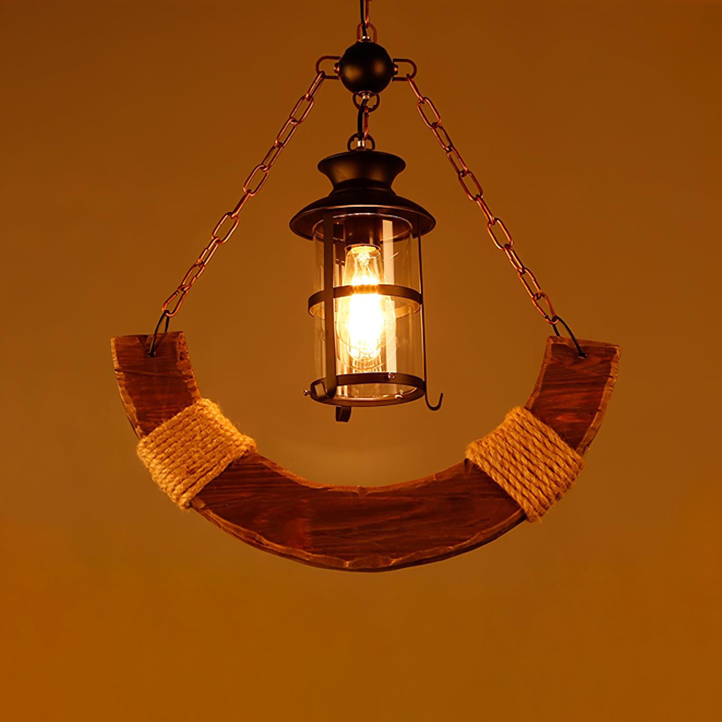 Nautical Industrial Style Wooden Chandelier - Lumpaz
