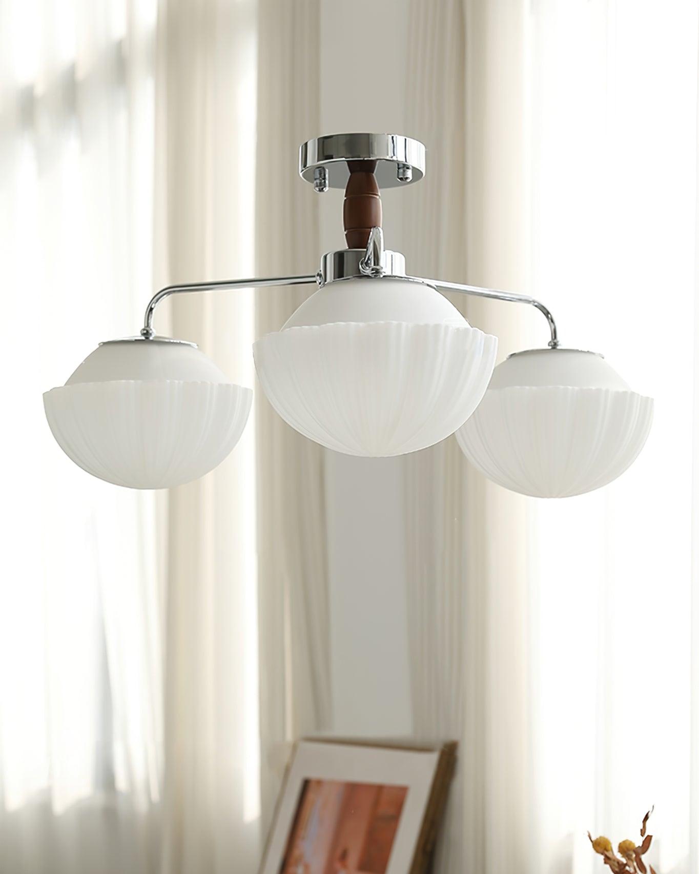 Ribbed Walnut Ceiling Lamp - Lumpaz