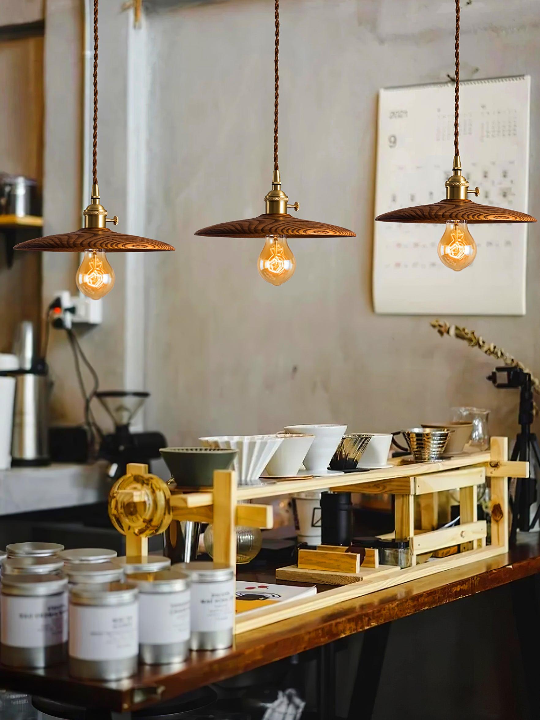 Walnut Conical Pendant Light - Lumpaz