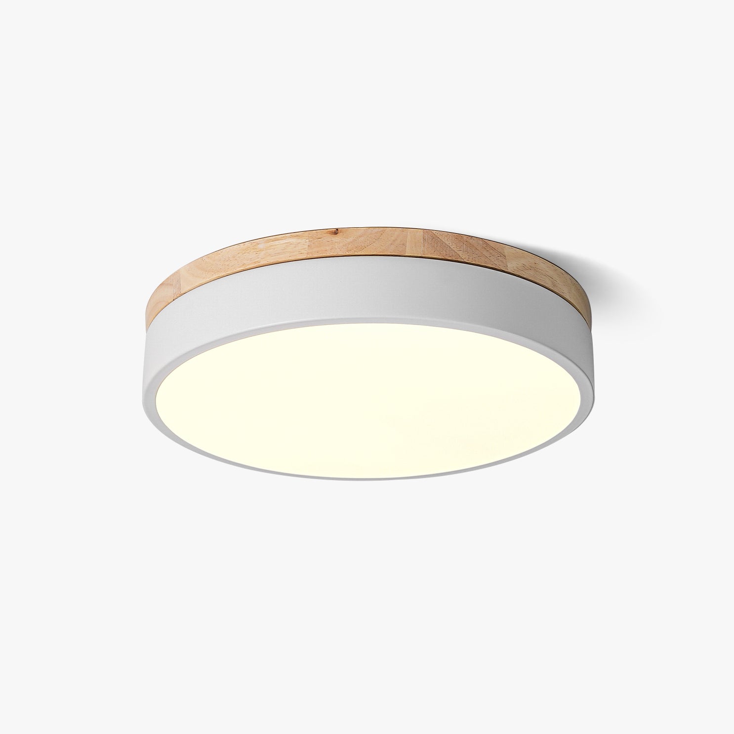 White Round Wooden Ceiling Lamp - Lumpaz