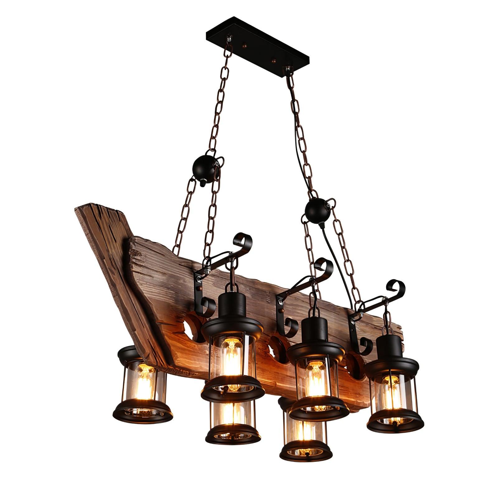 Nautical Industrial Style Wooden Chandelier - Lumpaz
