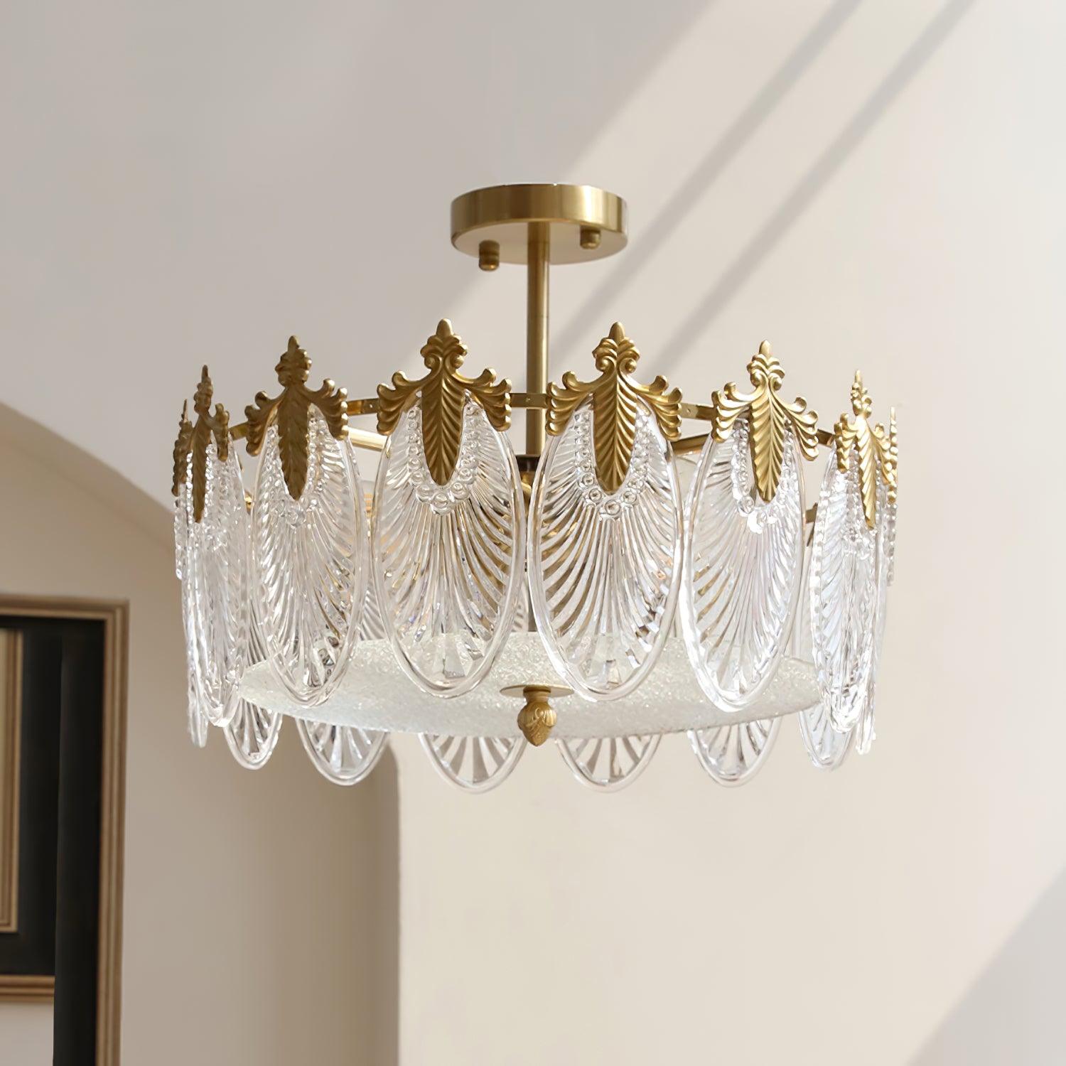 Decorative Pattern Glass Round Chandelier - Lumpaz