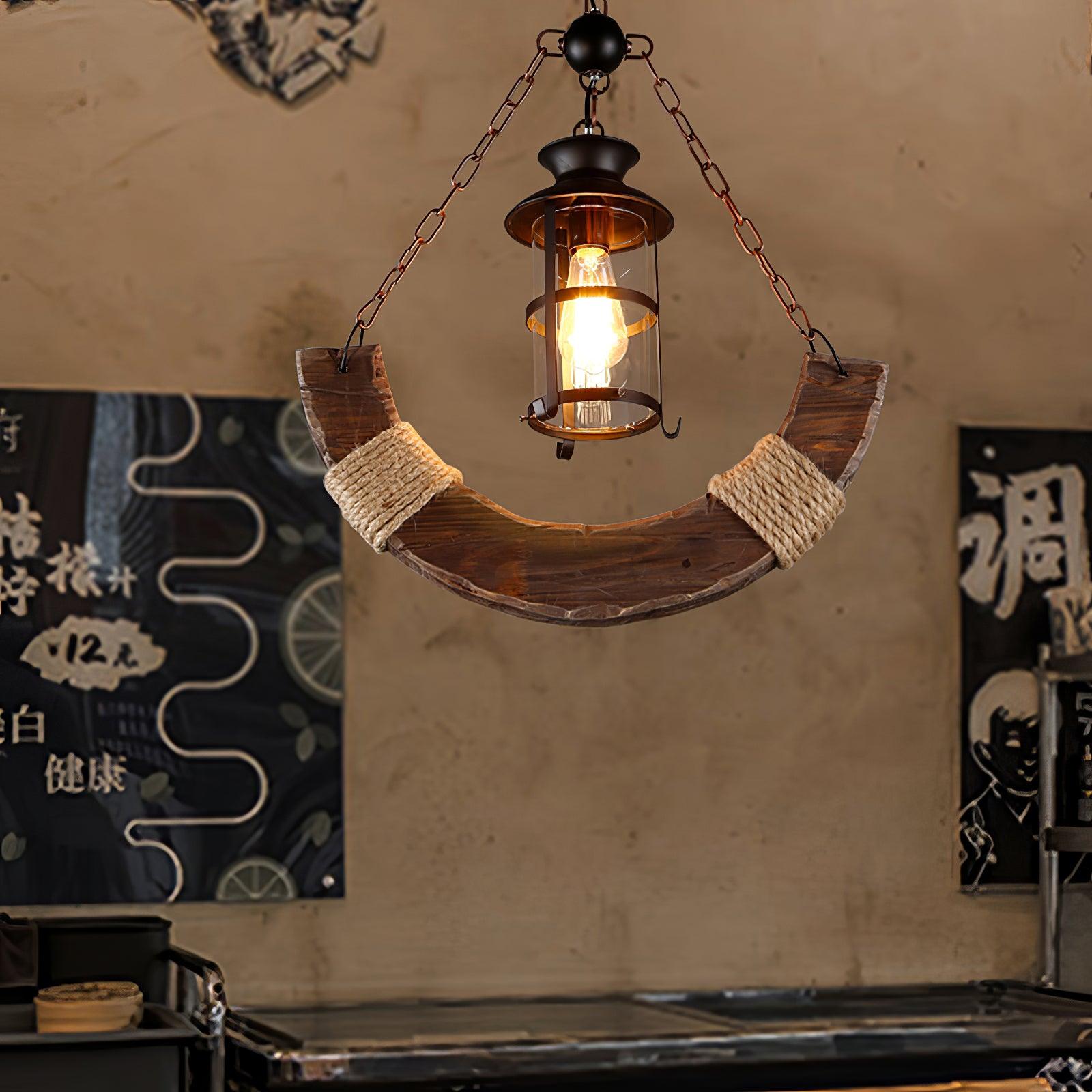 Nautical Industrial Style Wooden Chandelier - Lumpaz