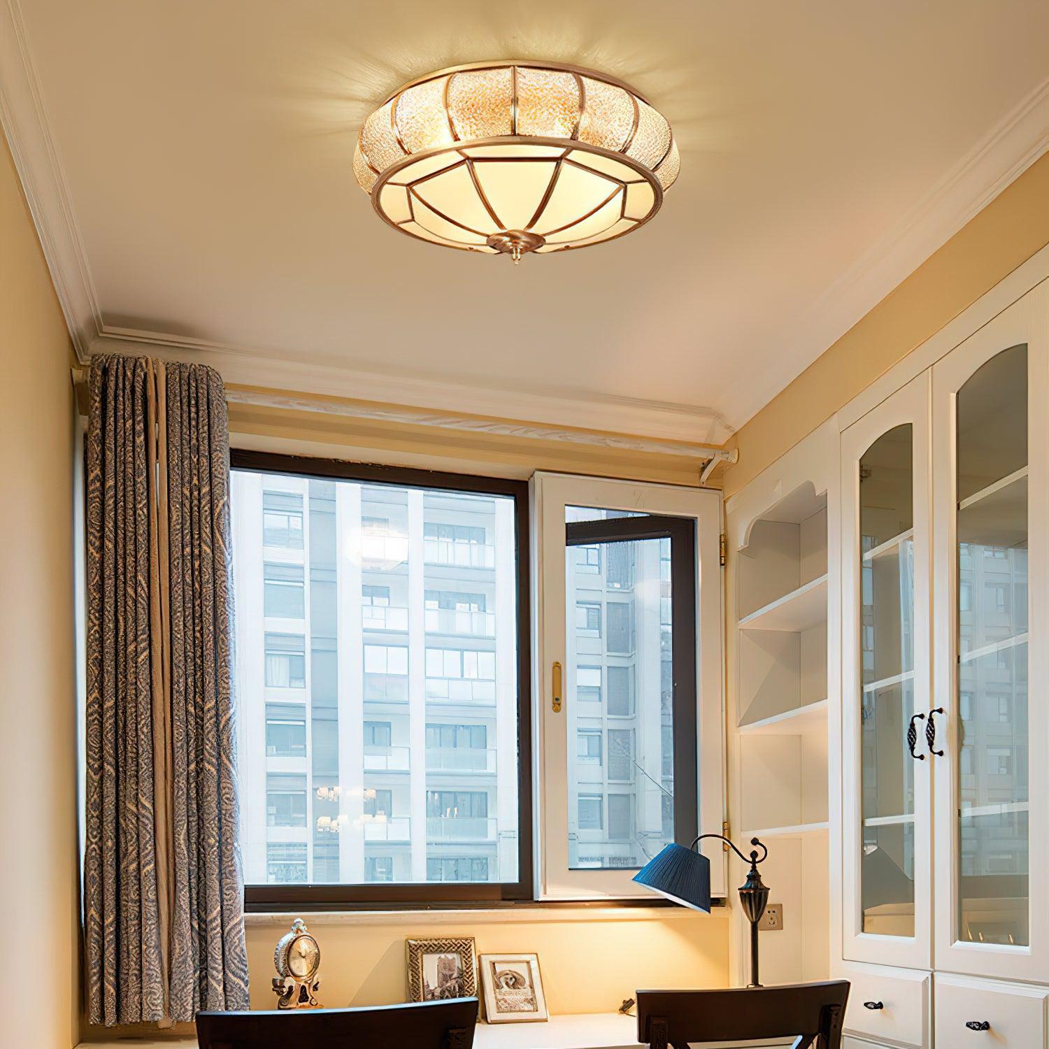 Colonial Glass Drum Ceiling Light - Lumpaz