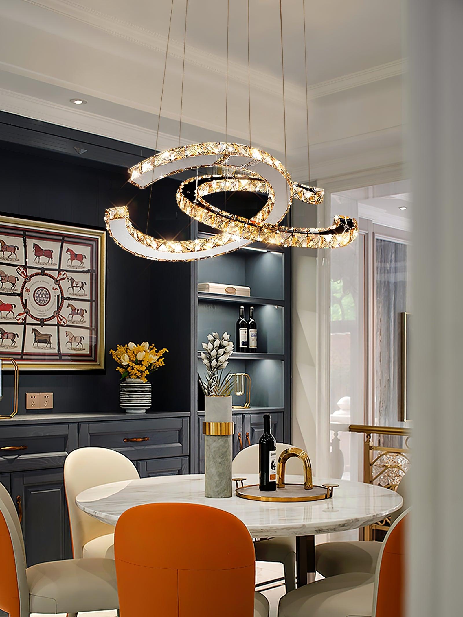 Modern Crystal Double C Chandelier - Lumpaz
