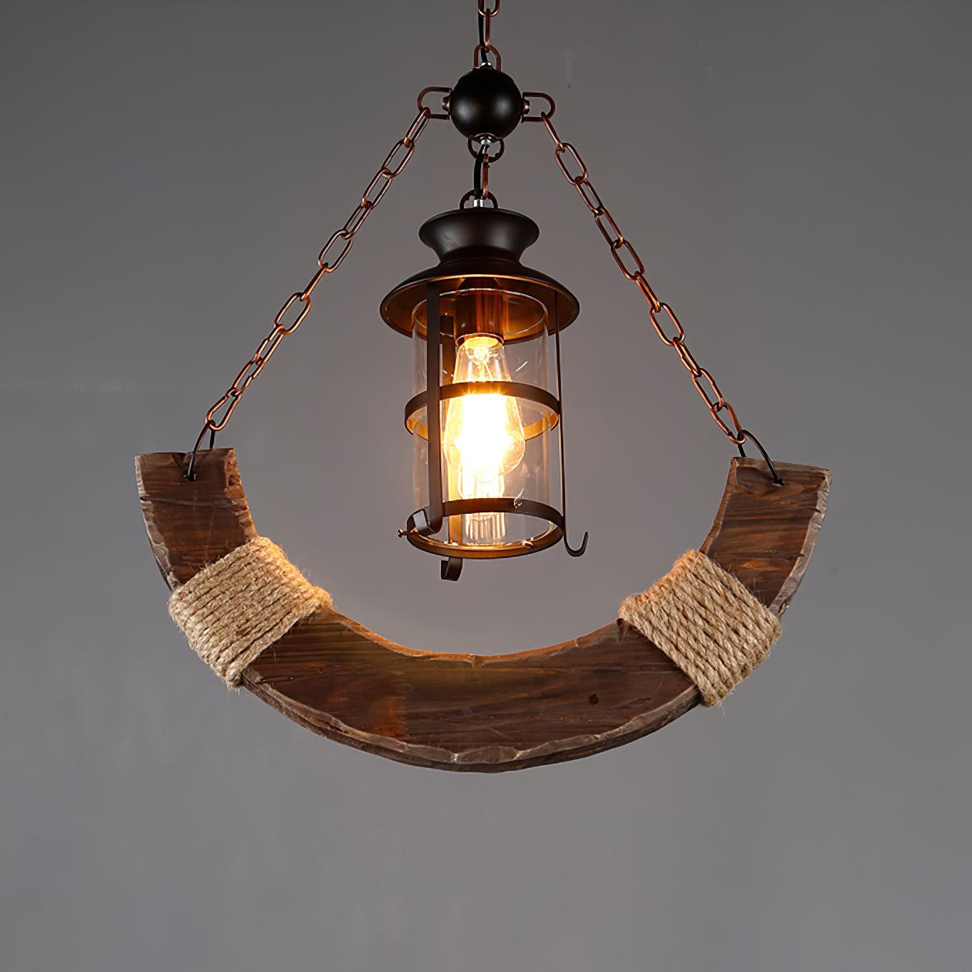 Nautical Industrial Style Wooden Chandelier - Lumpaz