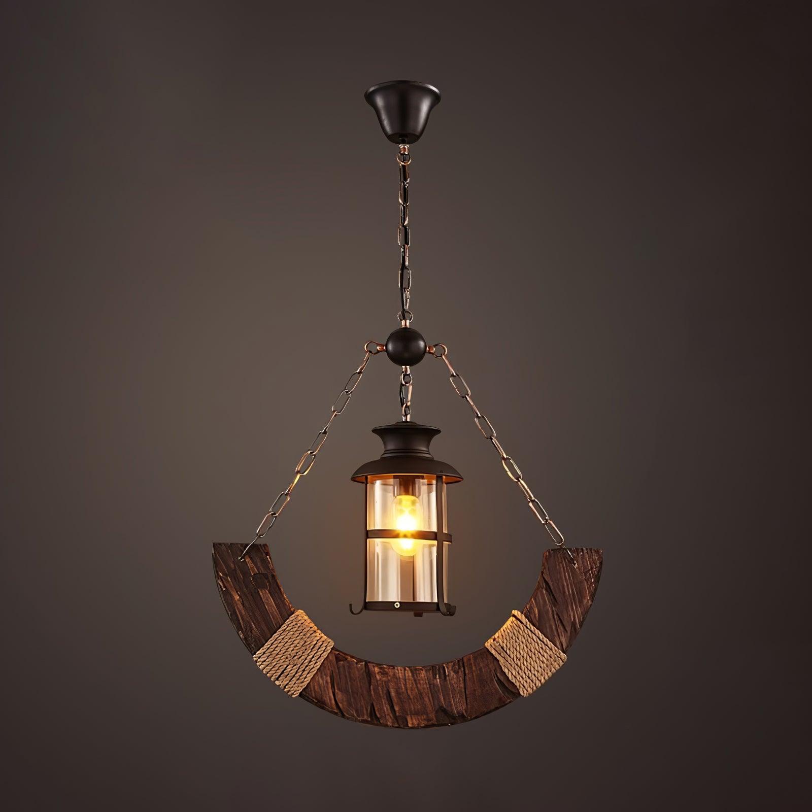 Nautical Industrial Style Wooden Chandelier - Lumpaz