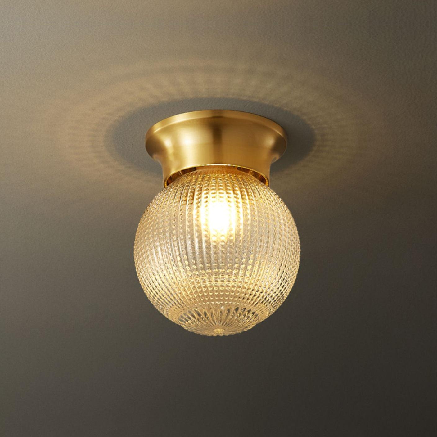 Reeded Globe Flush Ceiling Light - Lumpaz