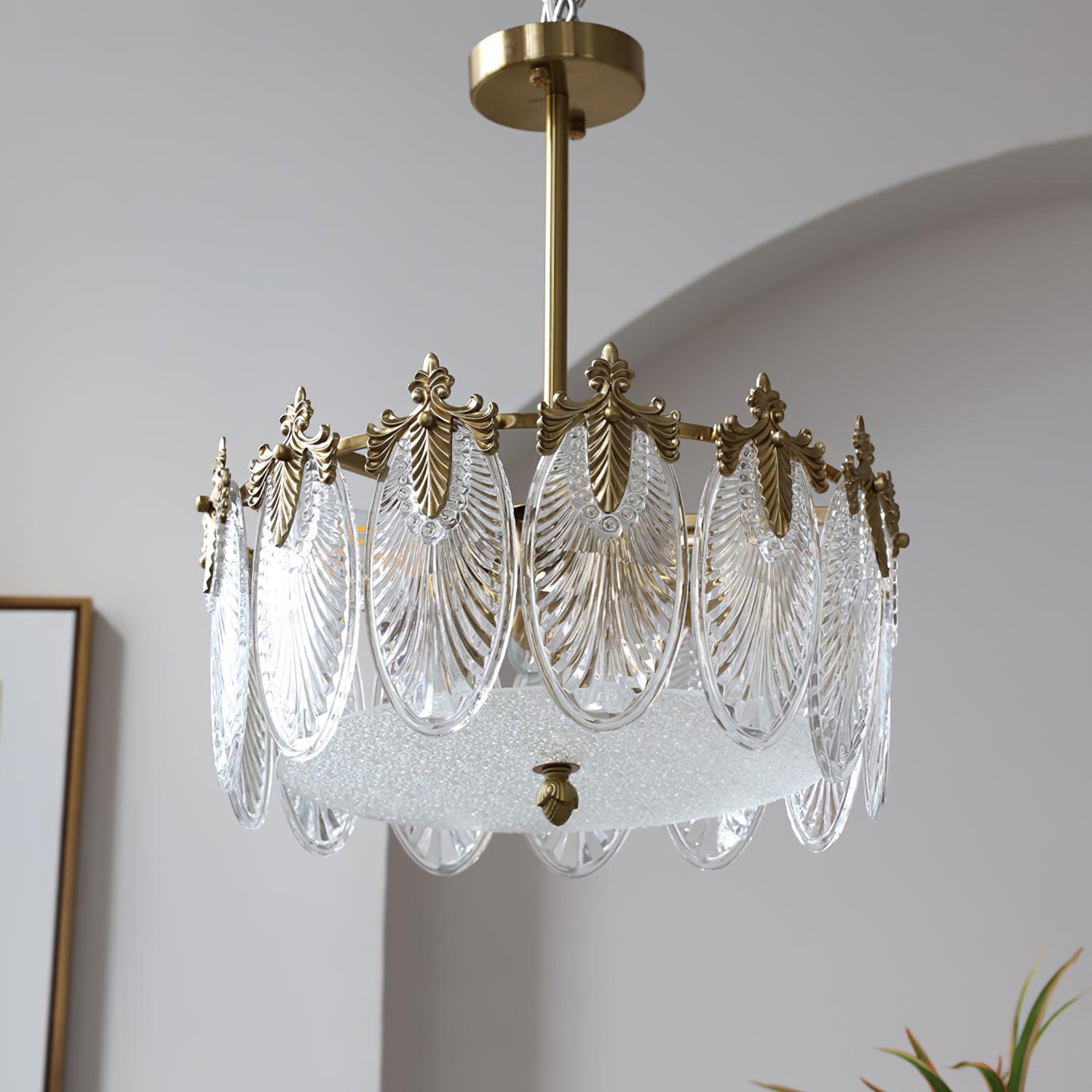 Decorative Pattern Glass Round Chandelier - Lumpaz