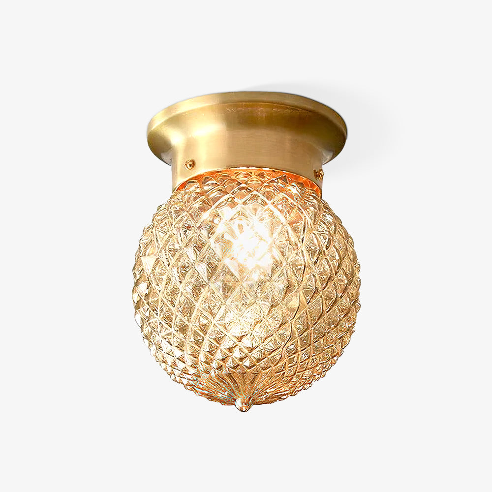 Reeded Globe Flush Ceiling Light - Lumpaz