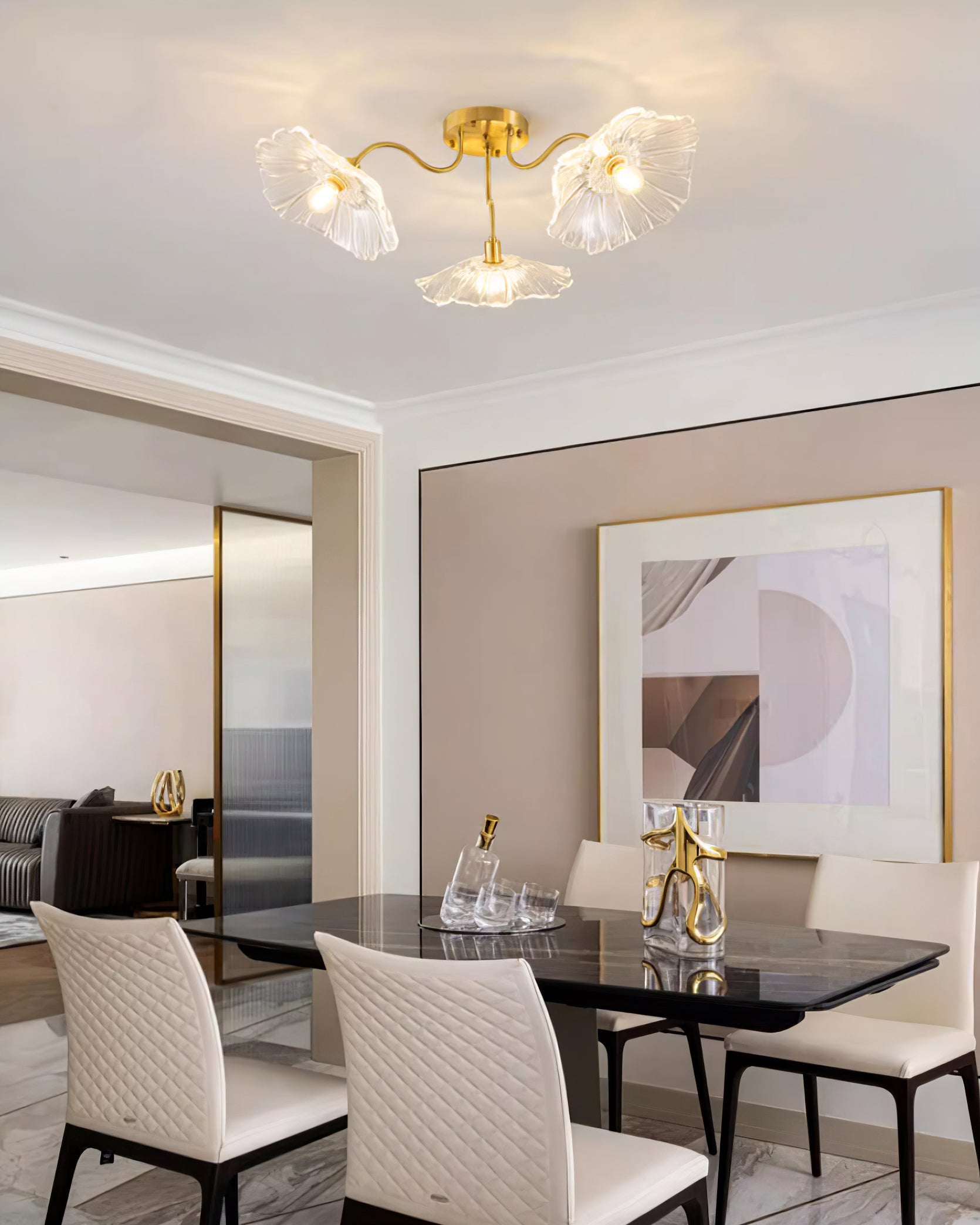 Lotus Leaf Glass Ceiling Lamp - Lumpaz