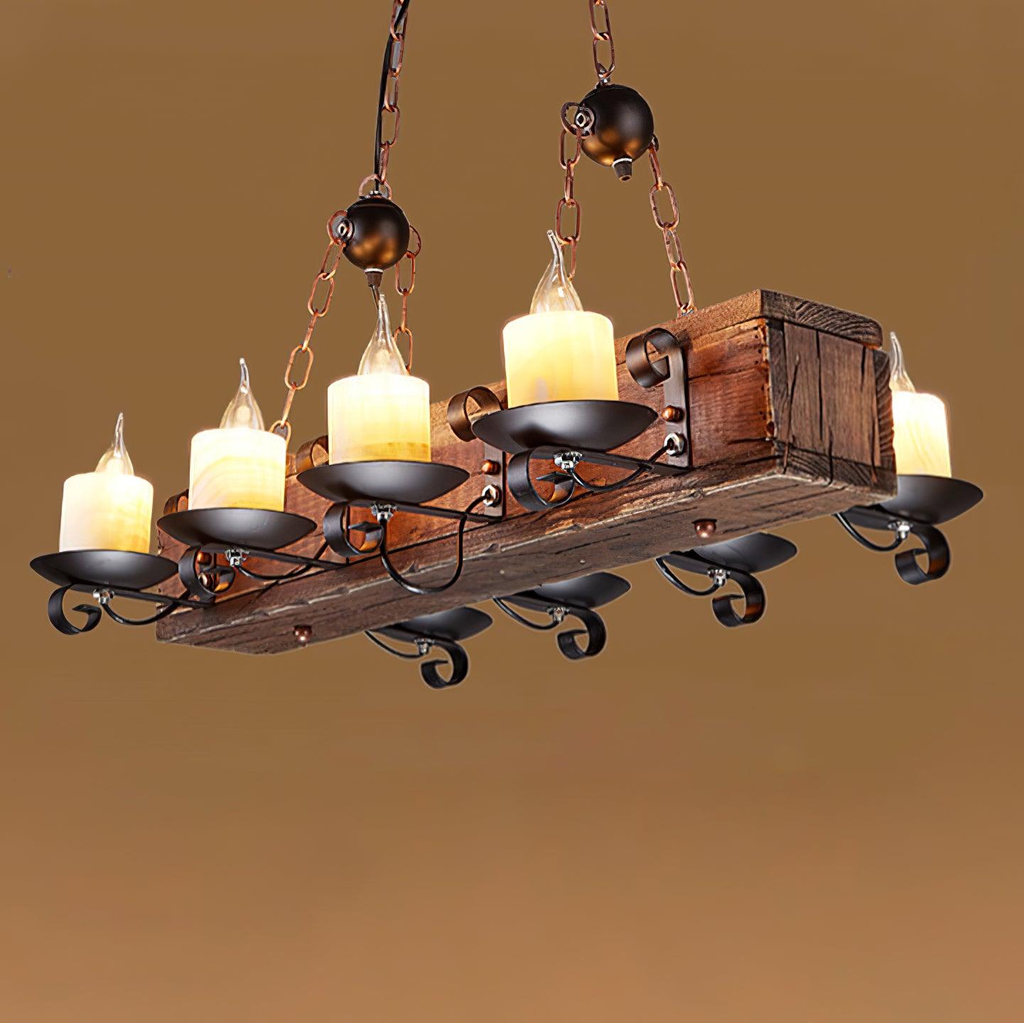 Nautical Industrial Style Wooden Chandelier - Lumpaz