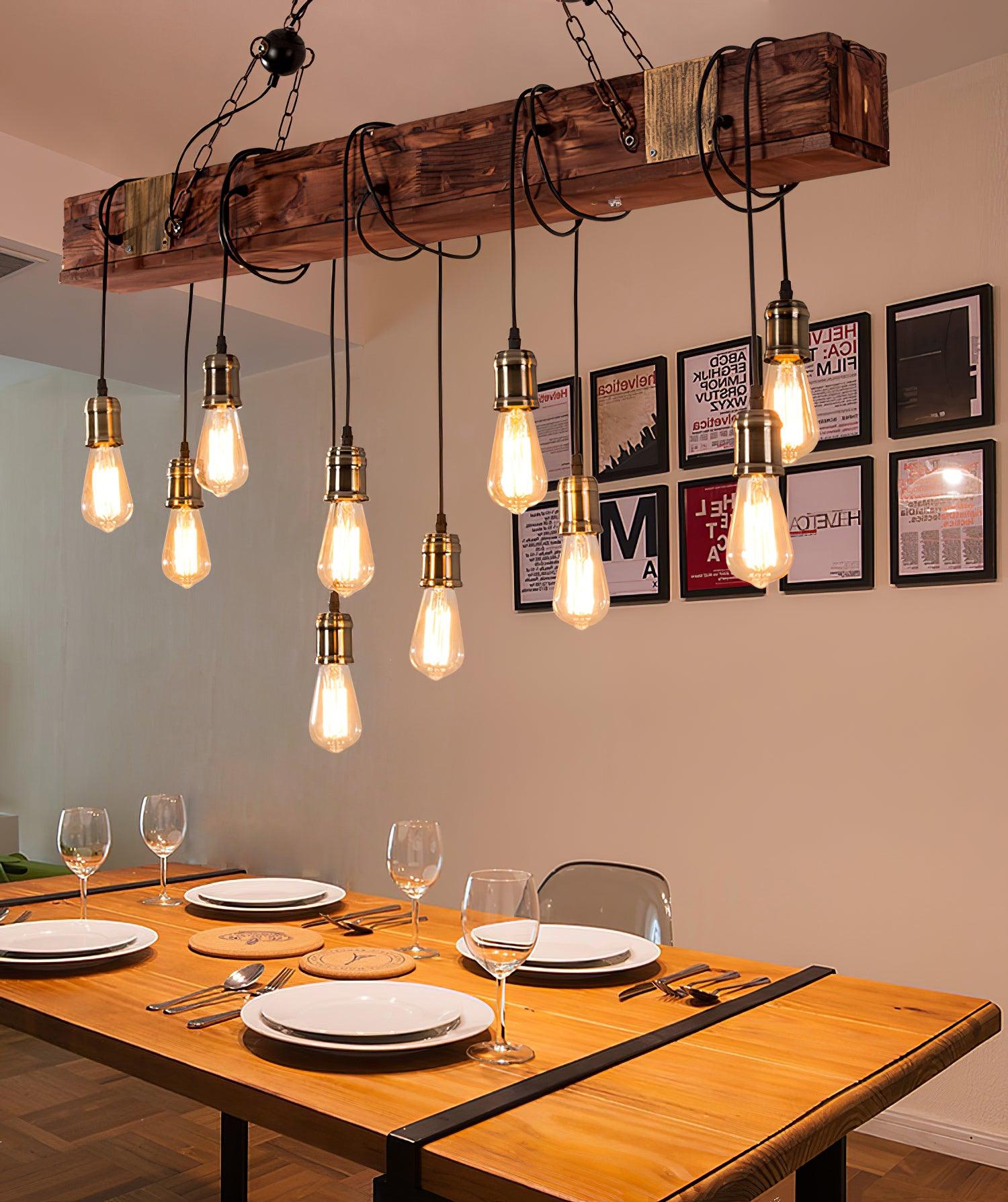Wood Hanging Multi Chandelier - Lumpaz