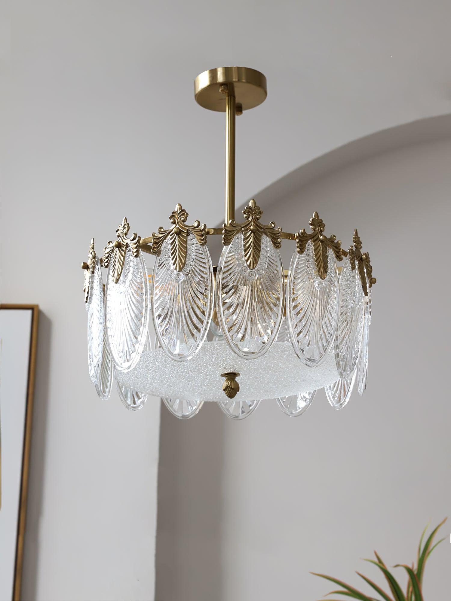 Decorative Pattern Glass Round Chandelier - Lumpaz