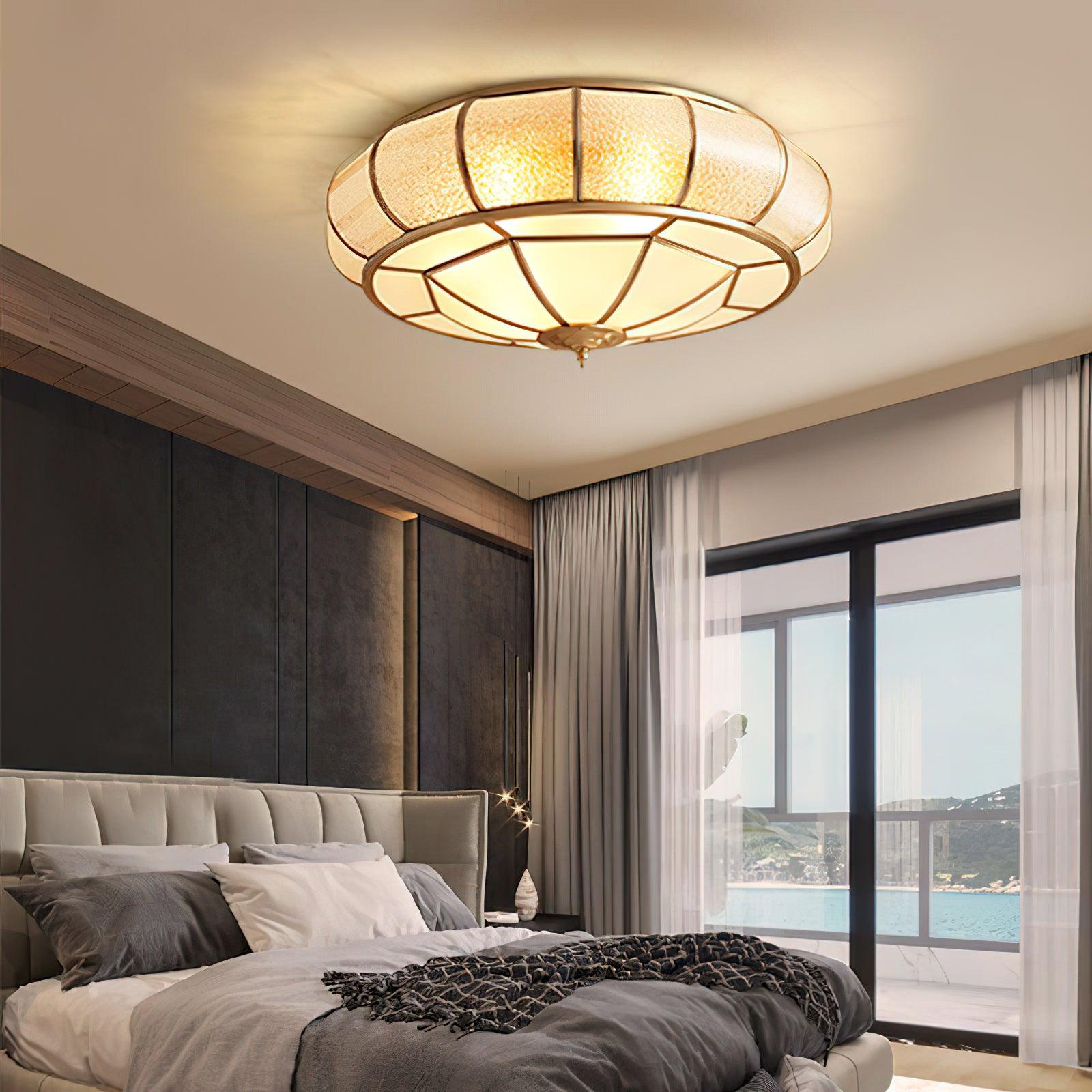 Colonial Glass Drum Ceiling Light - Lumpaz