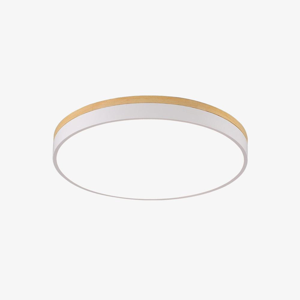 White Round Wooden Ceiling Lamp - Lumpaz