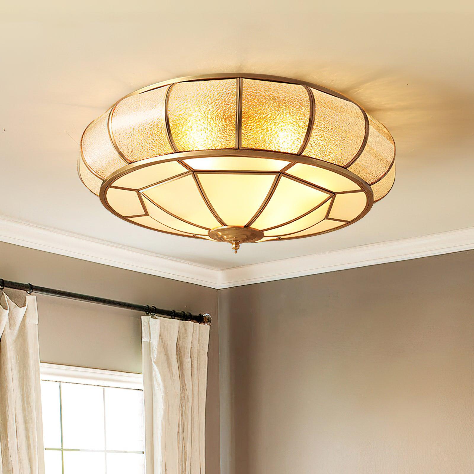 Colonial Glass Drum Ceiling Light - Lumpaz