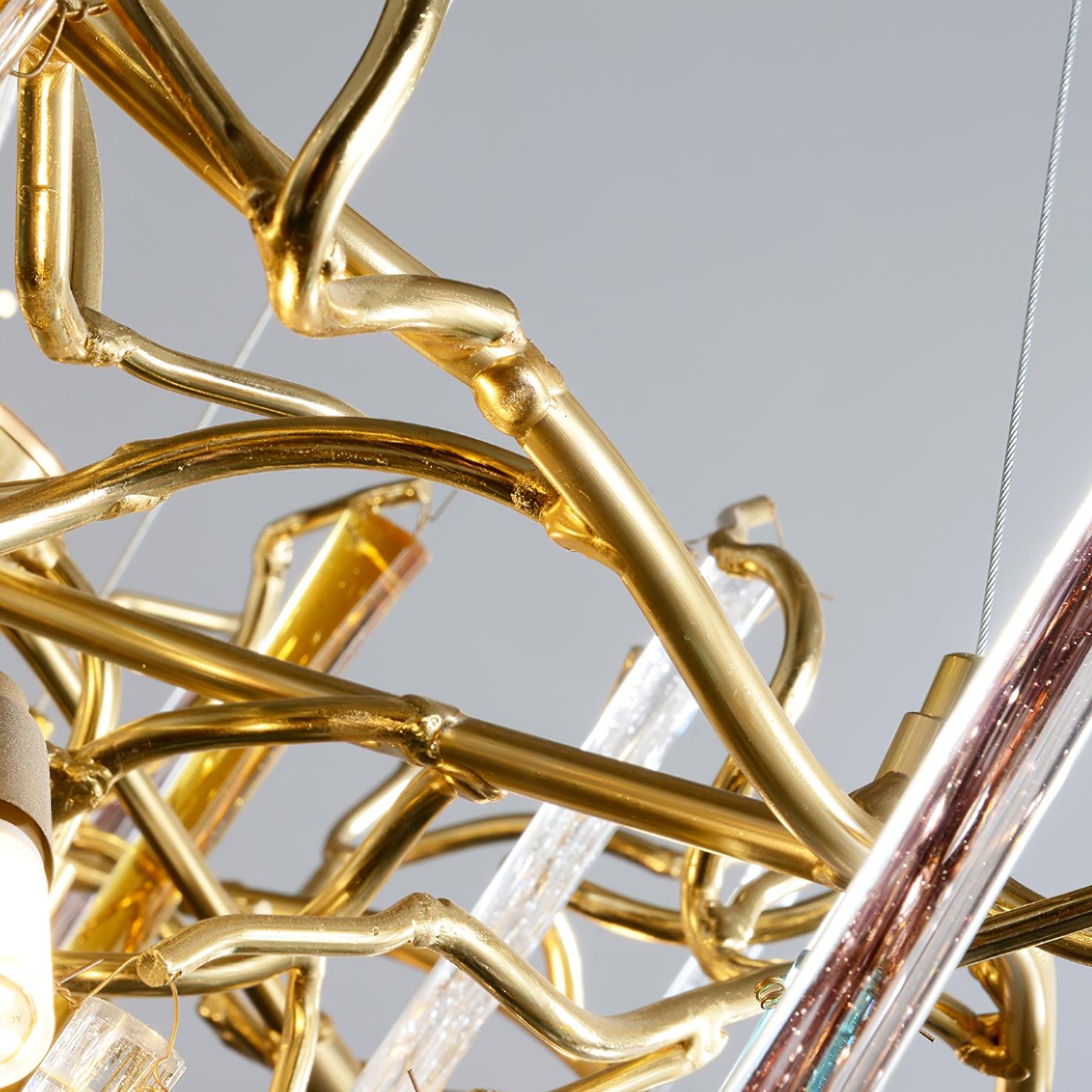 Gold Round Teardrop Chandelier - Lumpaz