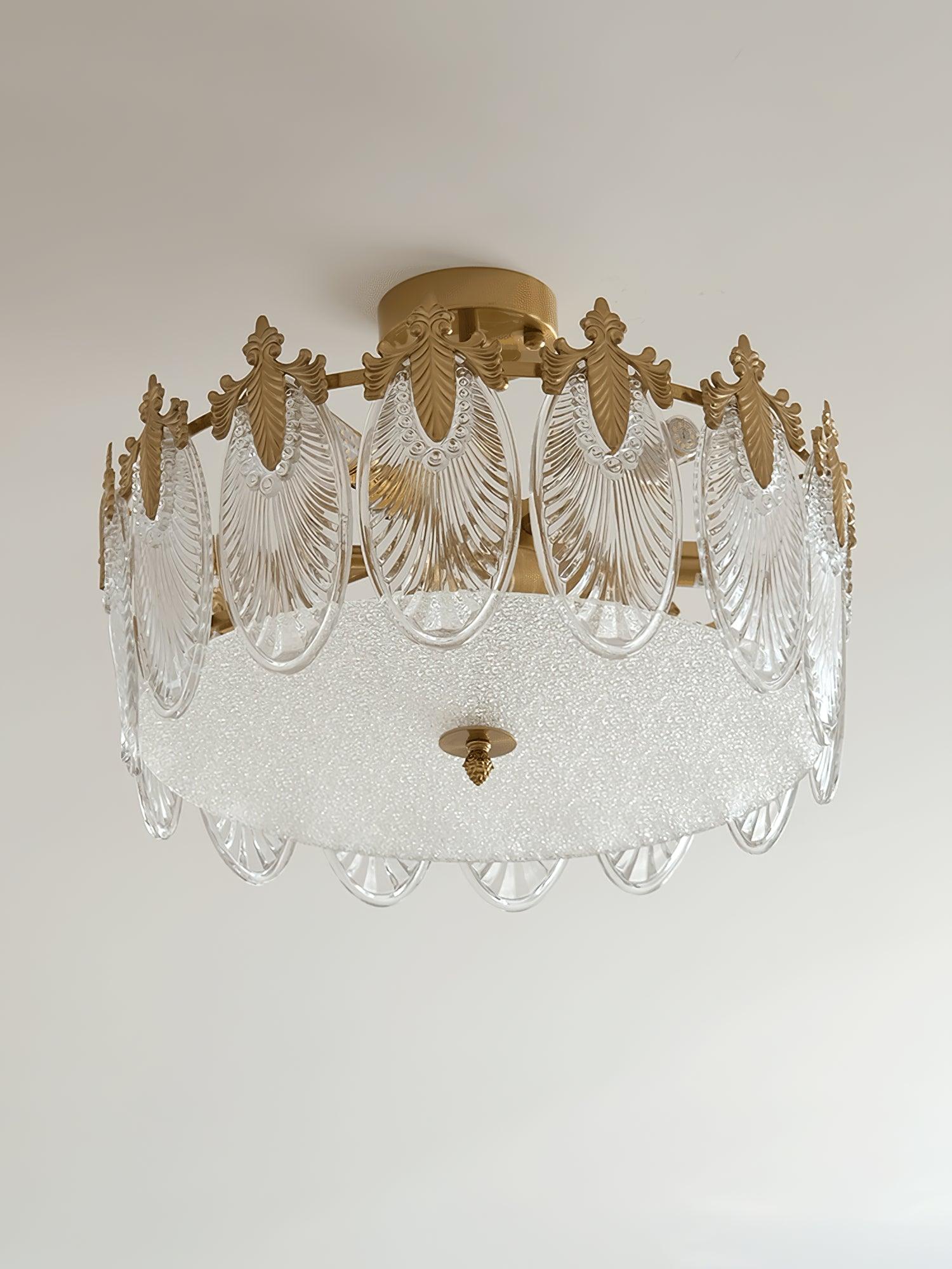 Decorative Pattern Glass Round Chandelier - Lumpaz