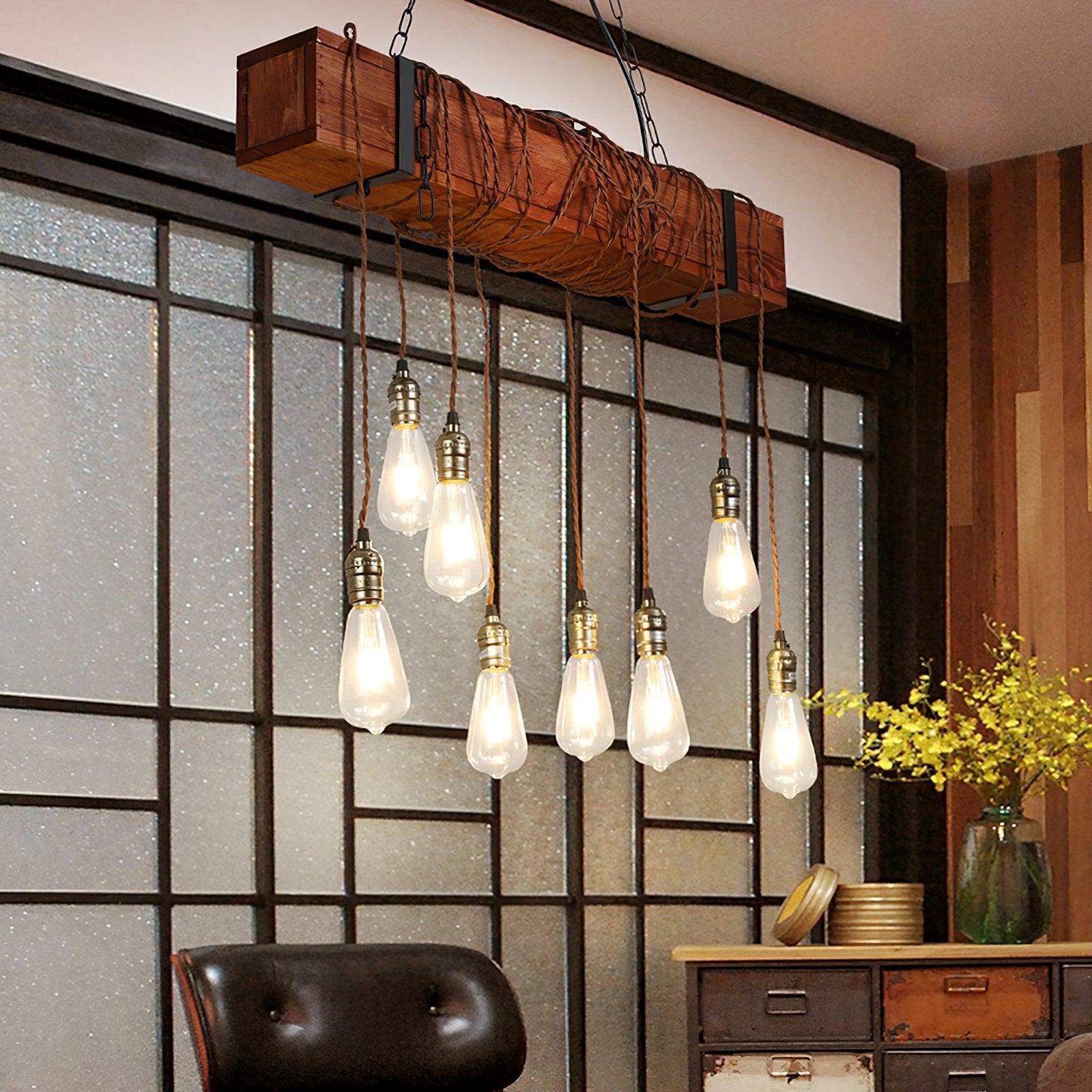 Wood Hanging Multi Chandelier - Lumpaz