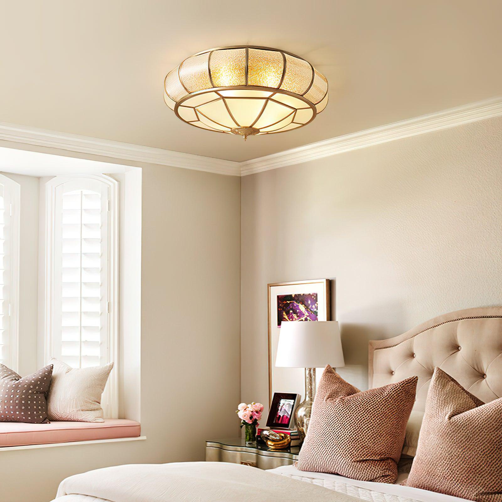 Colonial Glass Drum Ceiling Light - Lumpaz
