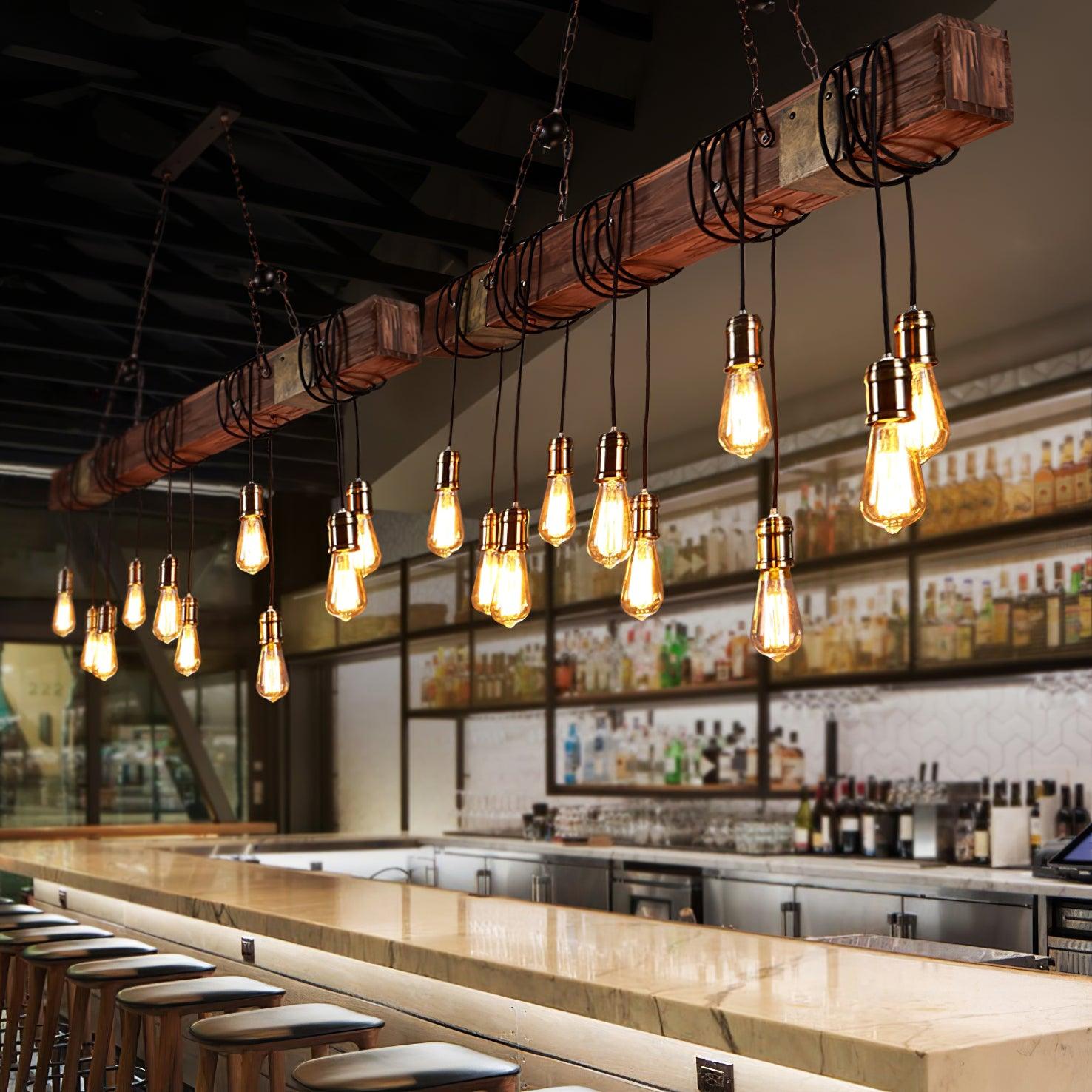 Wood Hanging Multi Chandelier - Lumpaz