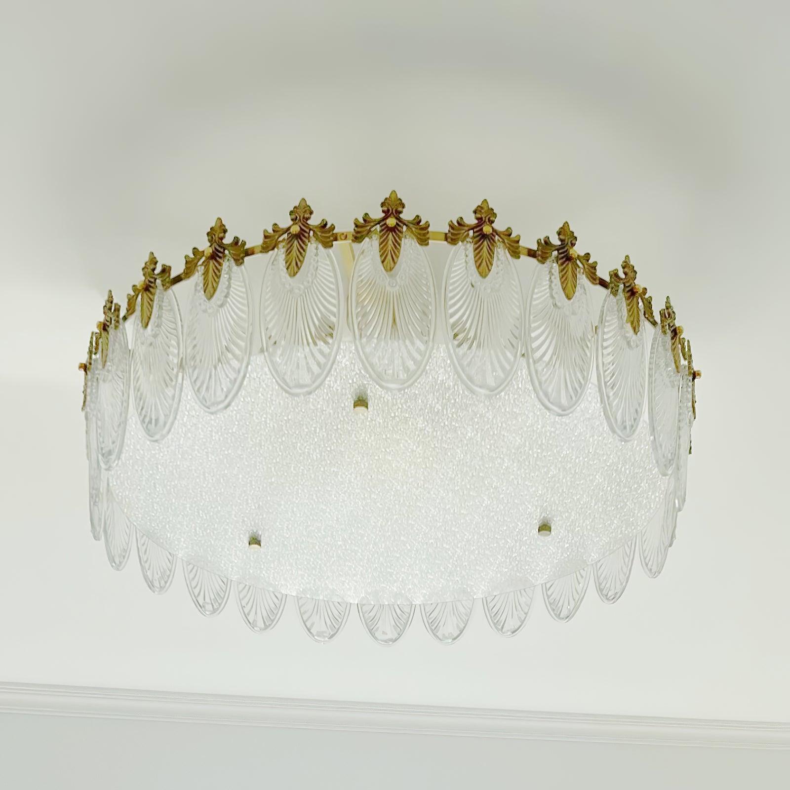 Decorative Pattern Glass Round Chandelier - Lumpaz