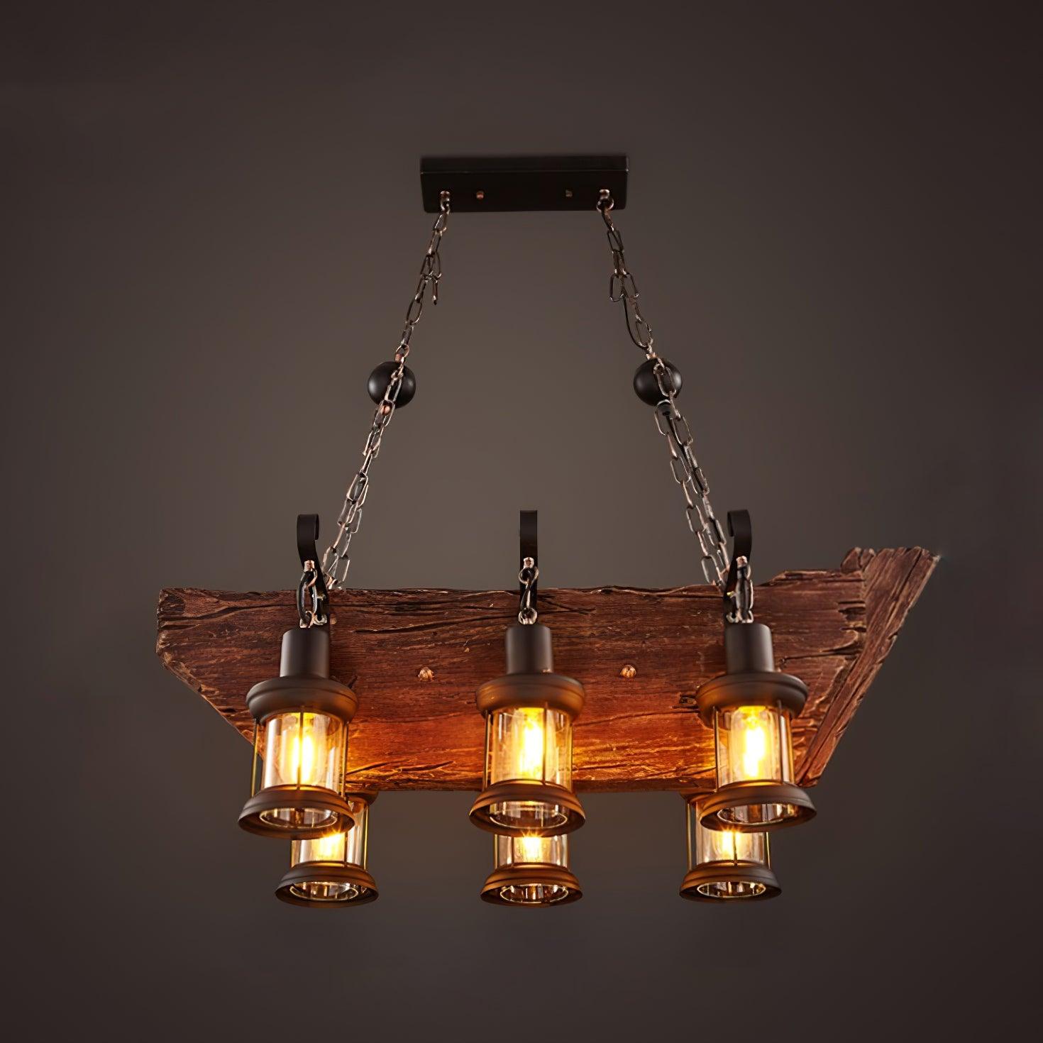 Nautical Industrial Style Wooden Chandelier - Lumpaz