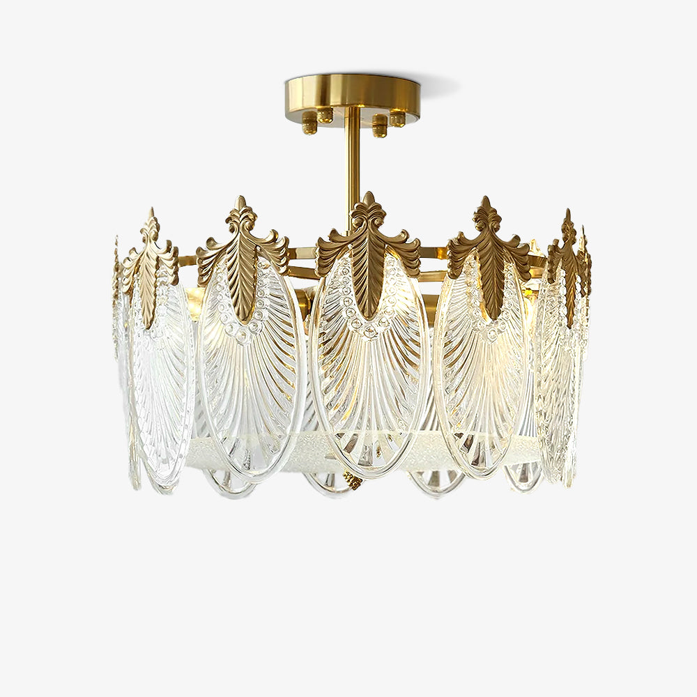Decorative Pattern Glass Round Chandelier - Lumpaz