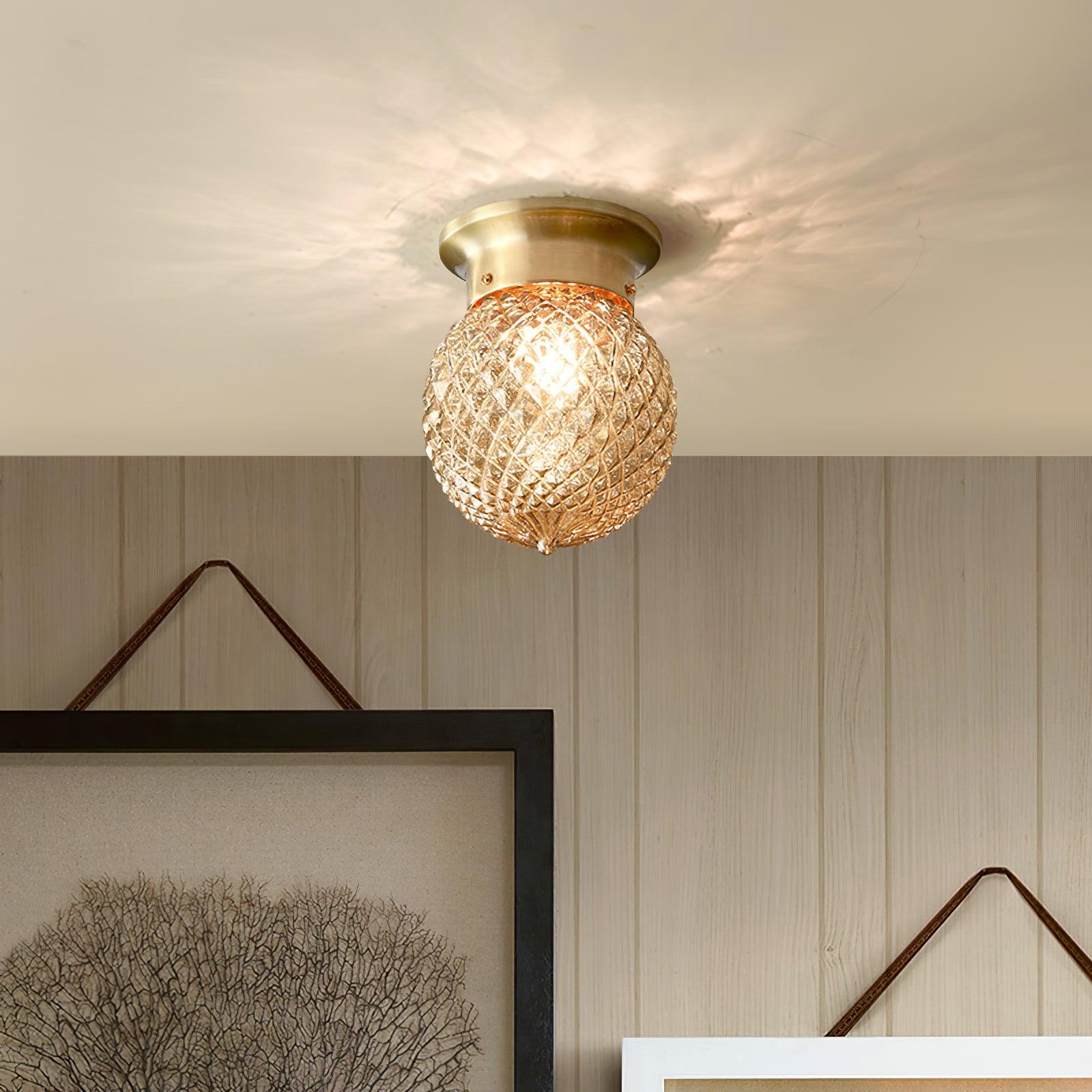 Reeded Globe Flush Ceiling Light - Lumpaz