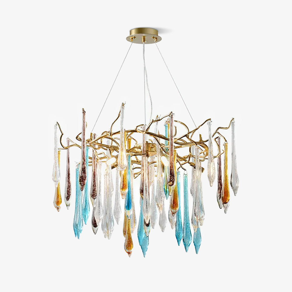 Gold Round Teardrop Chandelier - Lumpaz