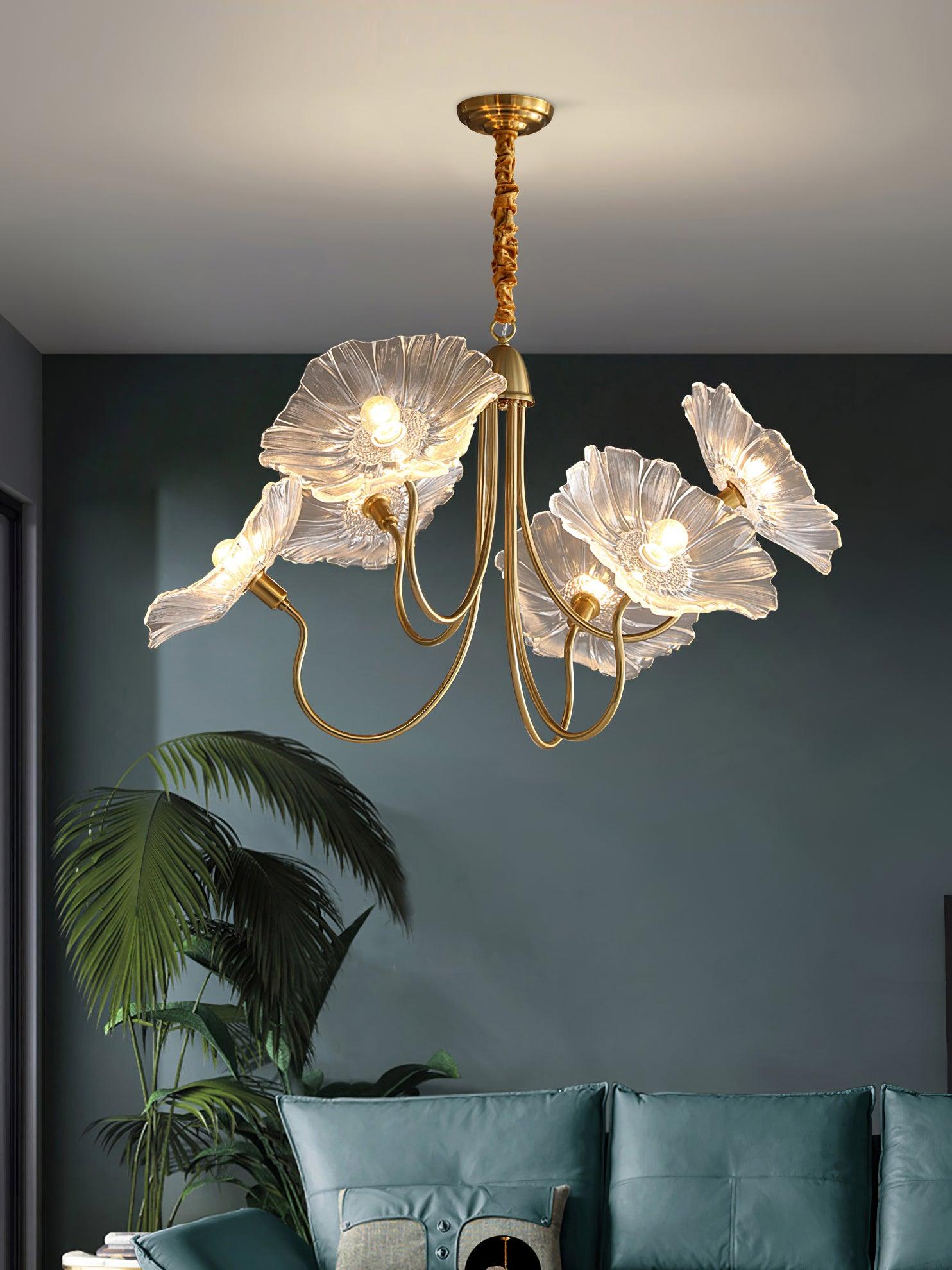 Lotus Leaf Glass Chandelier - Lumpaz