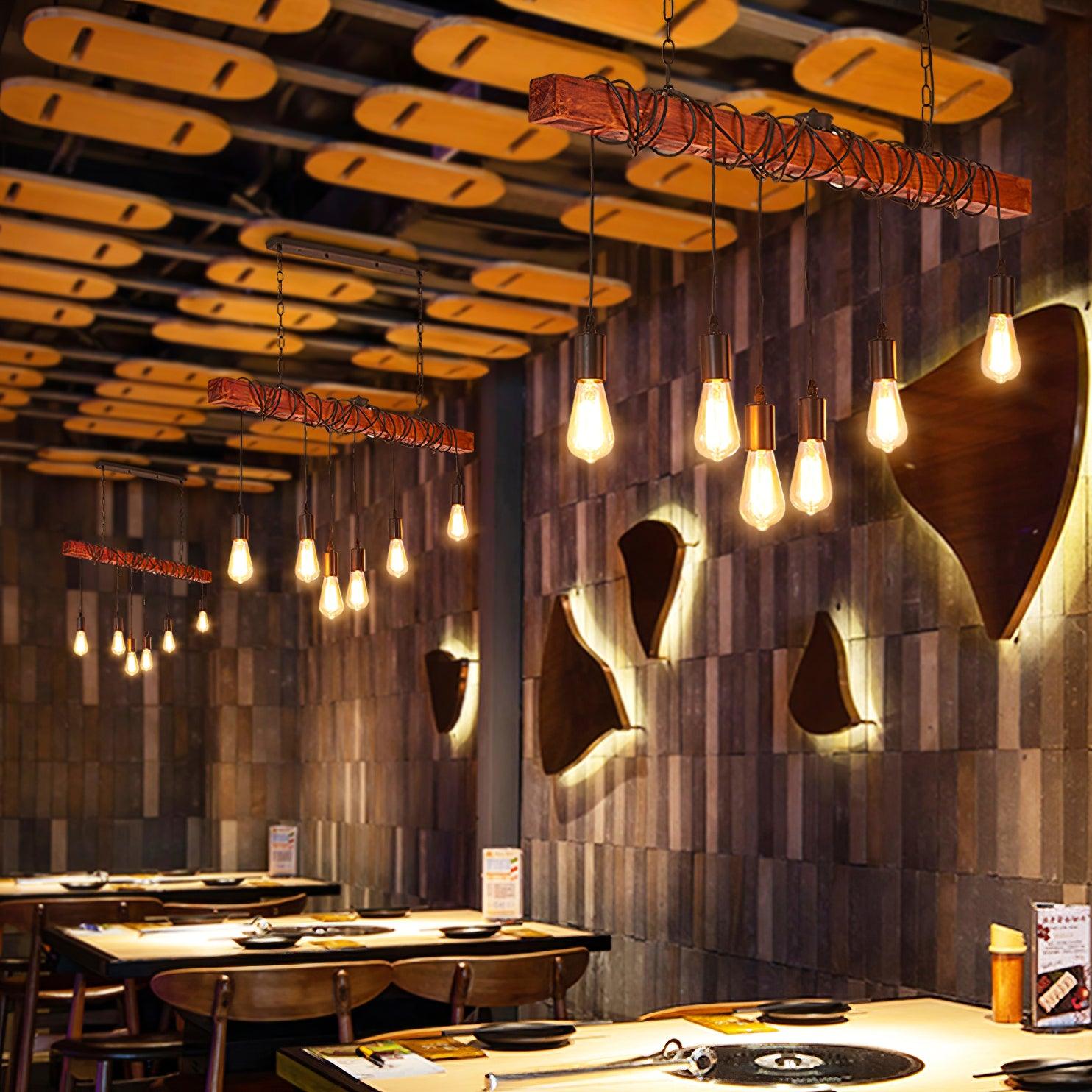 Wood Hanging Multi Chandelier - Lumpaz