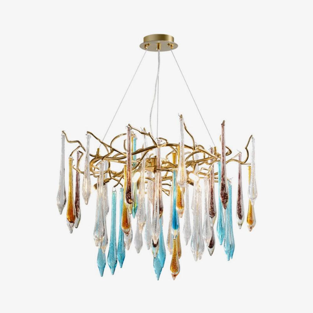 Gold Round Teardrop Chandelier - Lumpaz