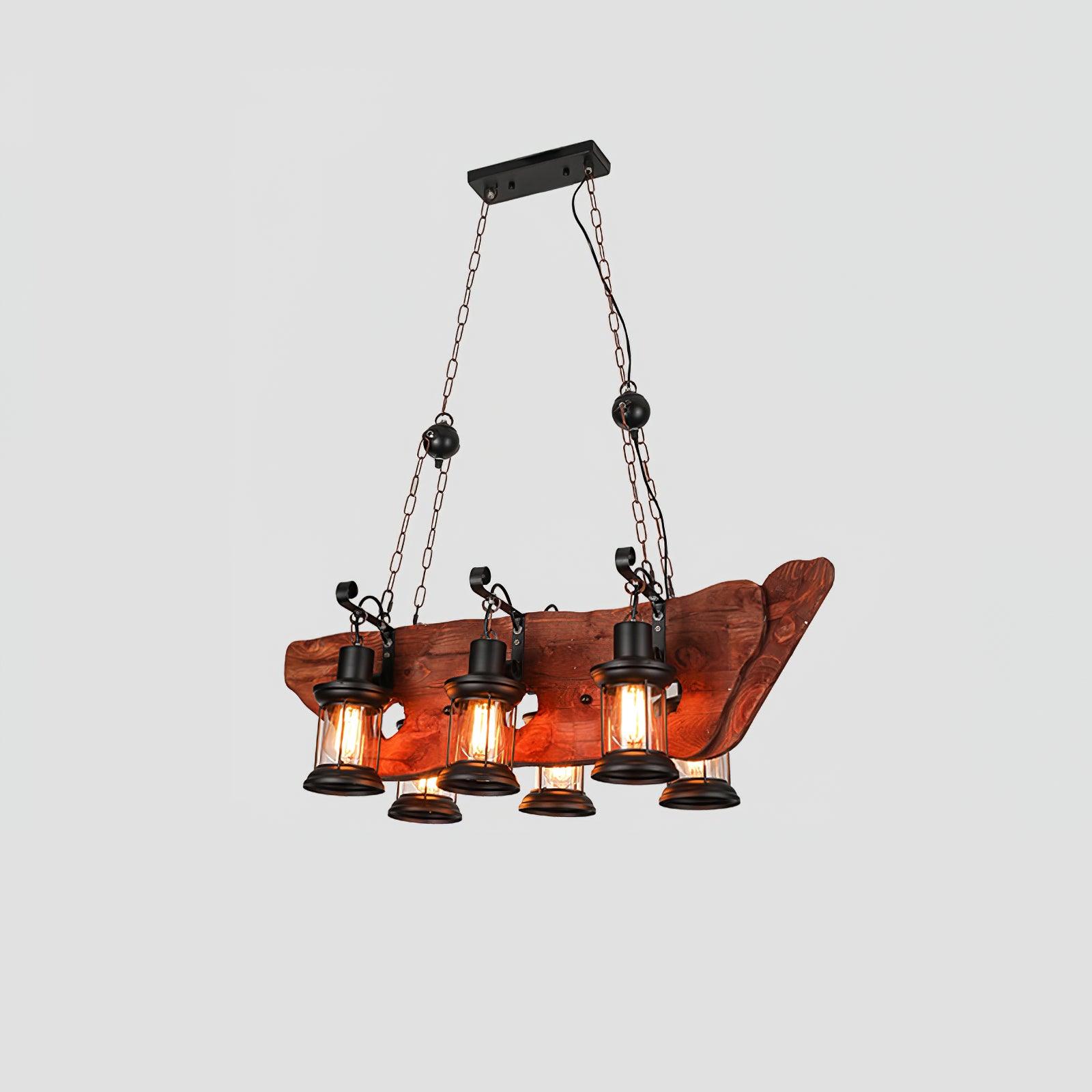 Nautical Industrial Style Wooden Chandelier - Lumpaz