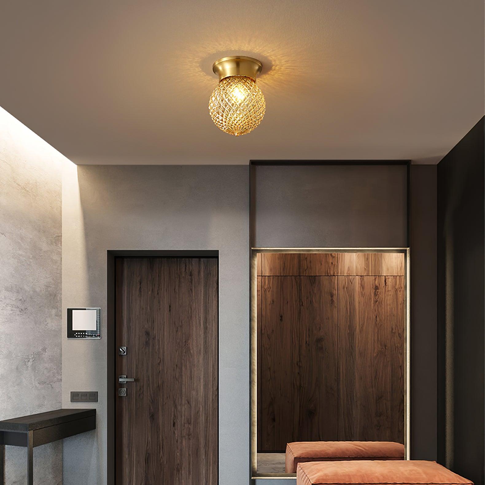 Reeded Globe Flush Ceiling Light - Lumpaz