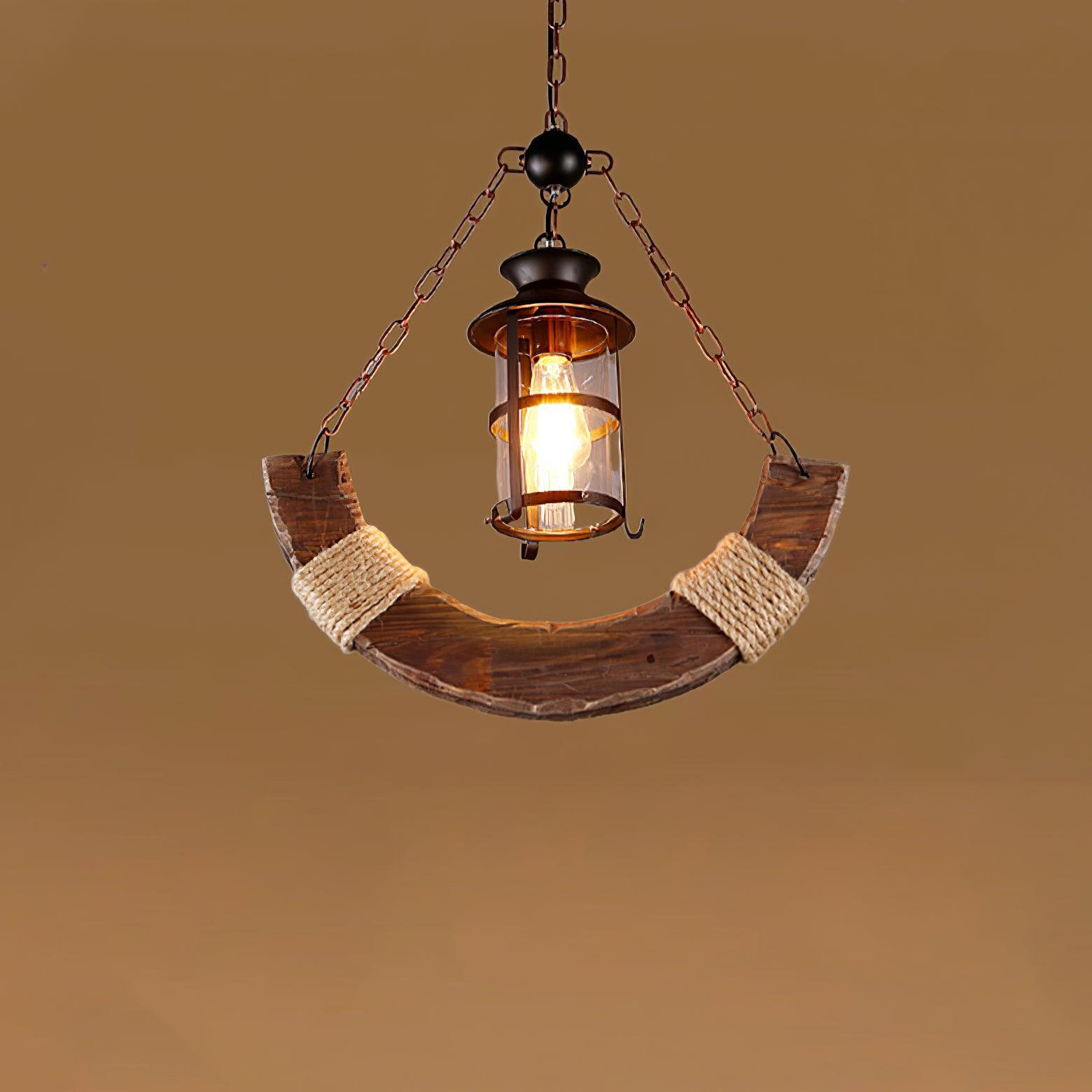 Nautical Industrial Style Wooden Chandelier - Lumpaz