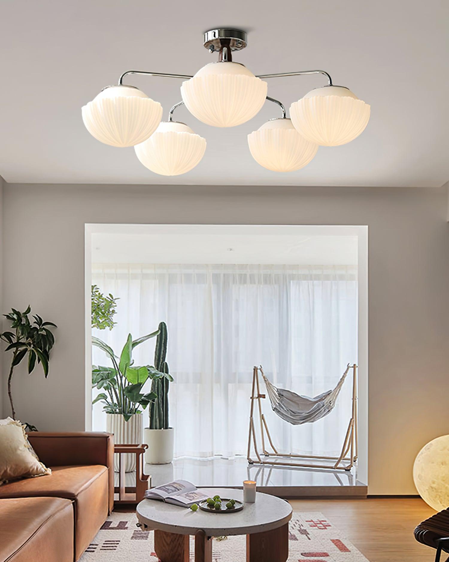 Ribbed Walnut Ceiling Lamp - Lumpaz