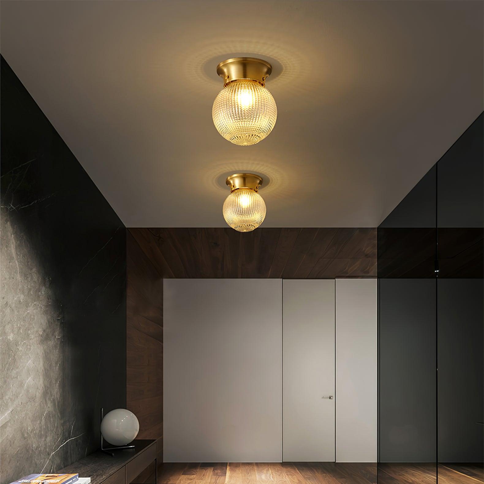Reeded Globe Flush Ceiling Light - Lumpaz