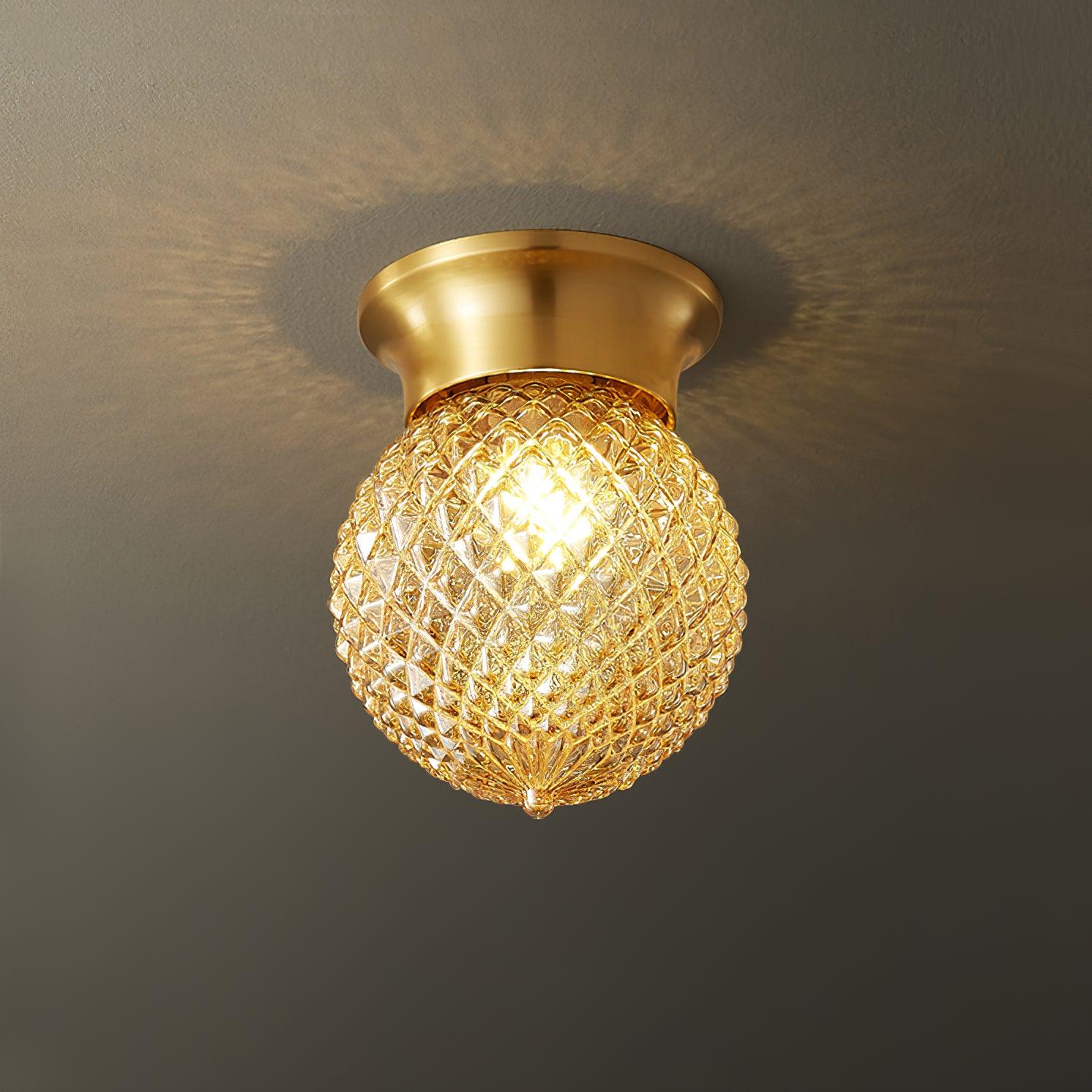Reeded Globe Flush Ceiling Light - Lumpaz
