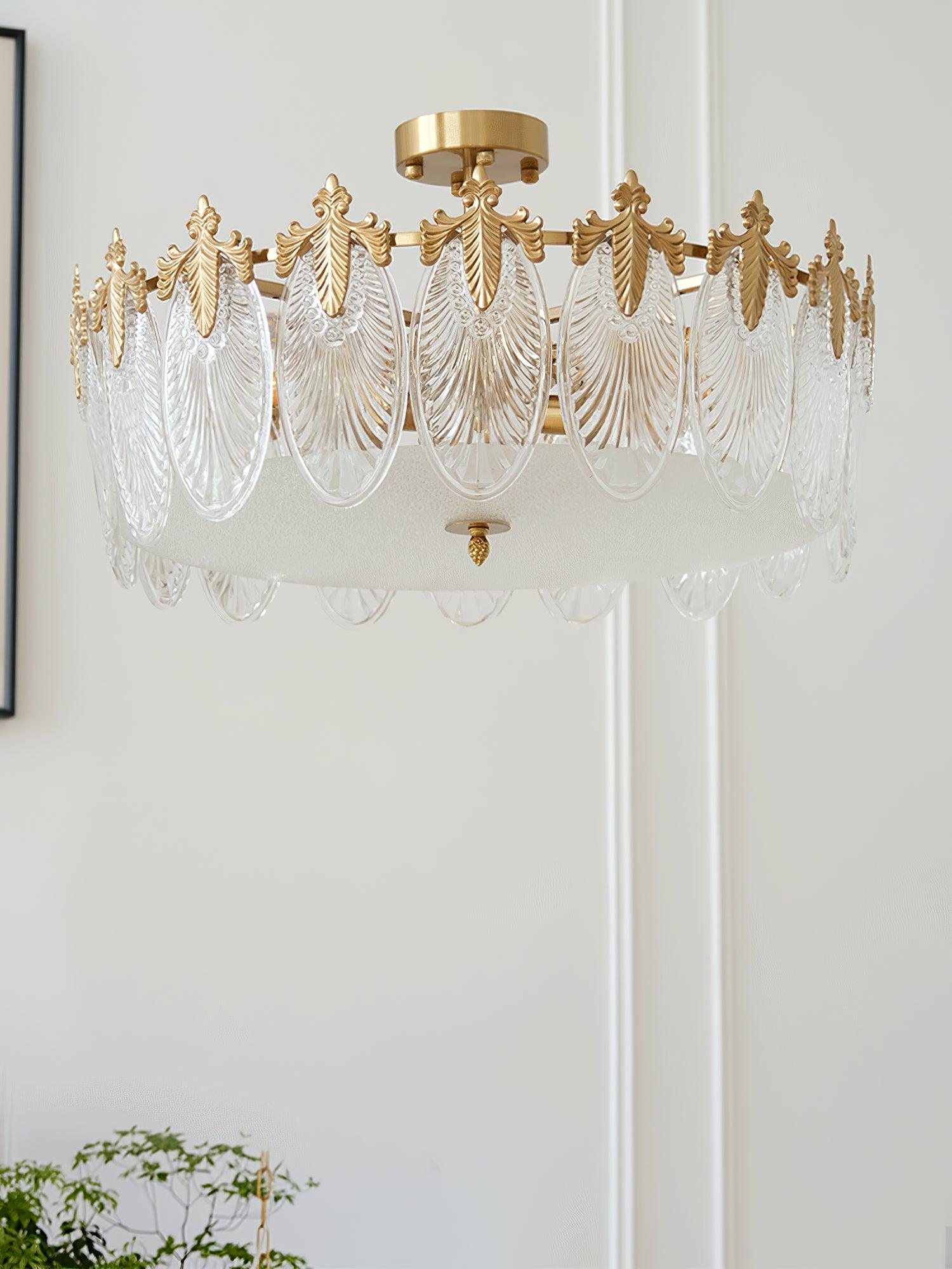 Decorative Pattern Glass Round Chandelier - Lumpaz