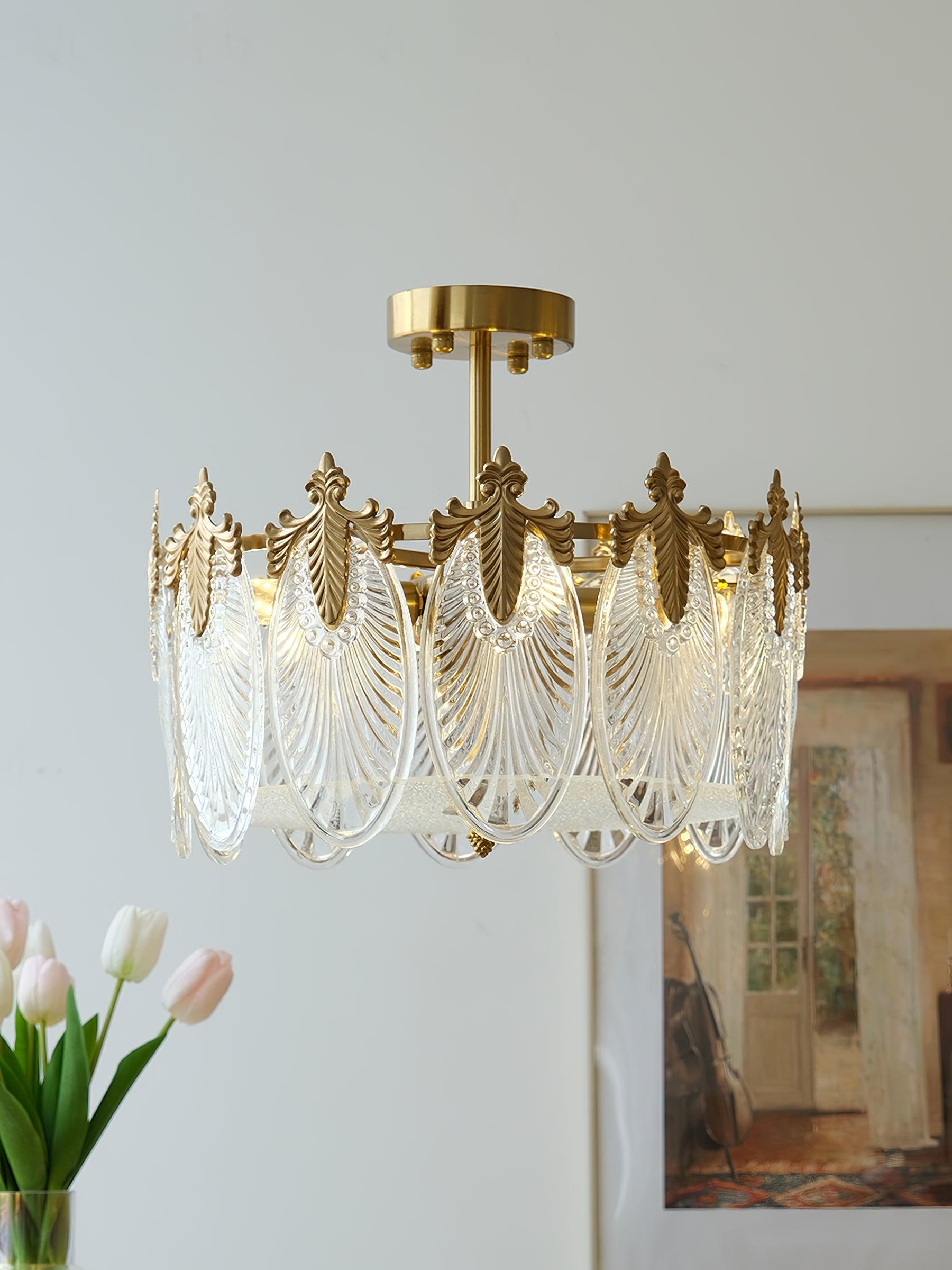 Decorative Pattern Glass Round Chandelier - Lumpaz